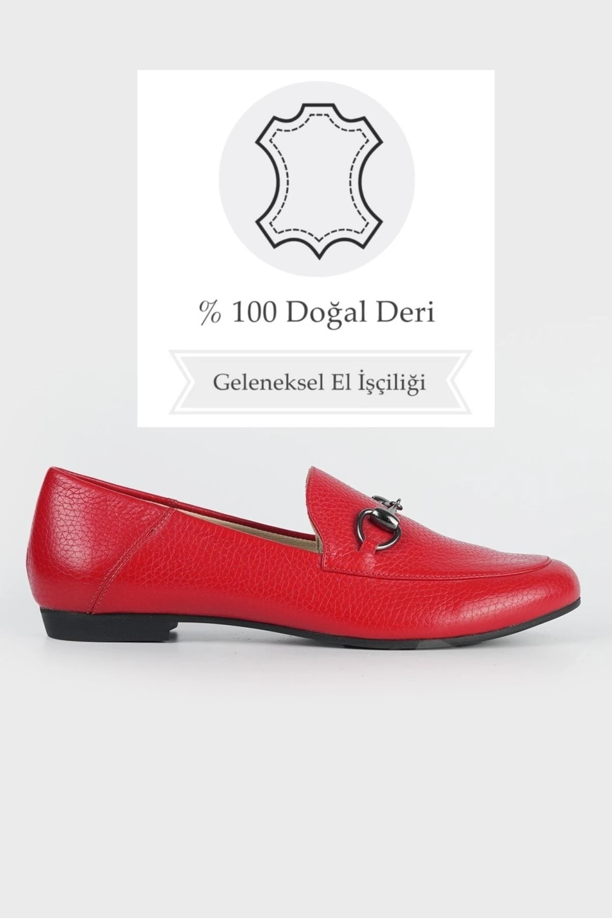 Kadın Bej Hakiki Doğal Deri 35-41-42 Numara Tokalı Babet