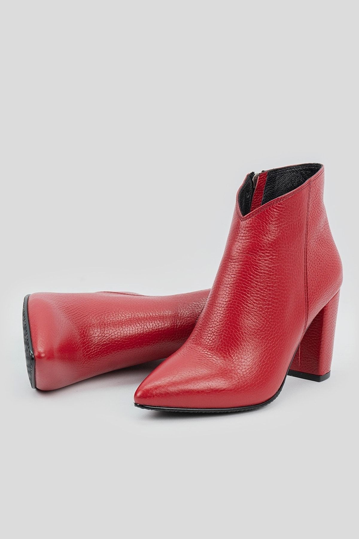 Kadın Kırmızı Hakiki Deri 35-40 Numara Bot & Bootie