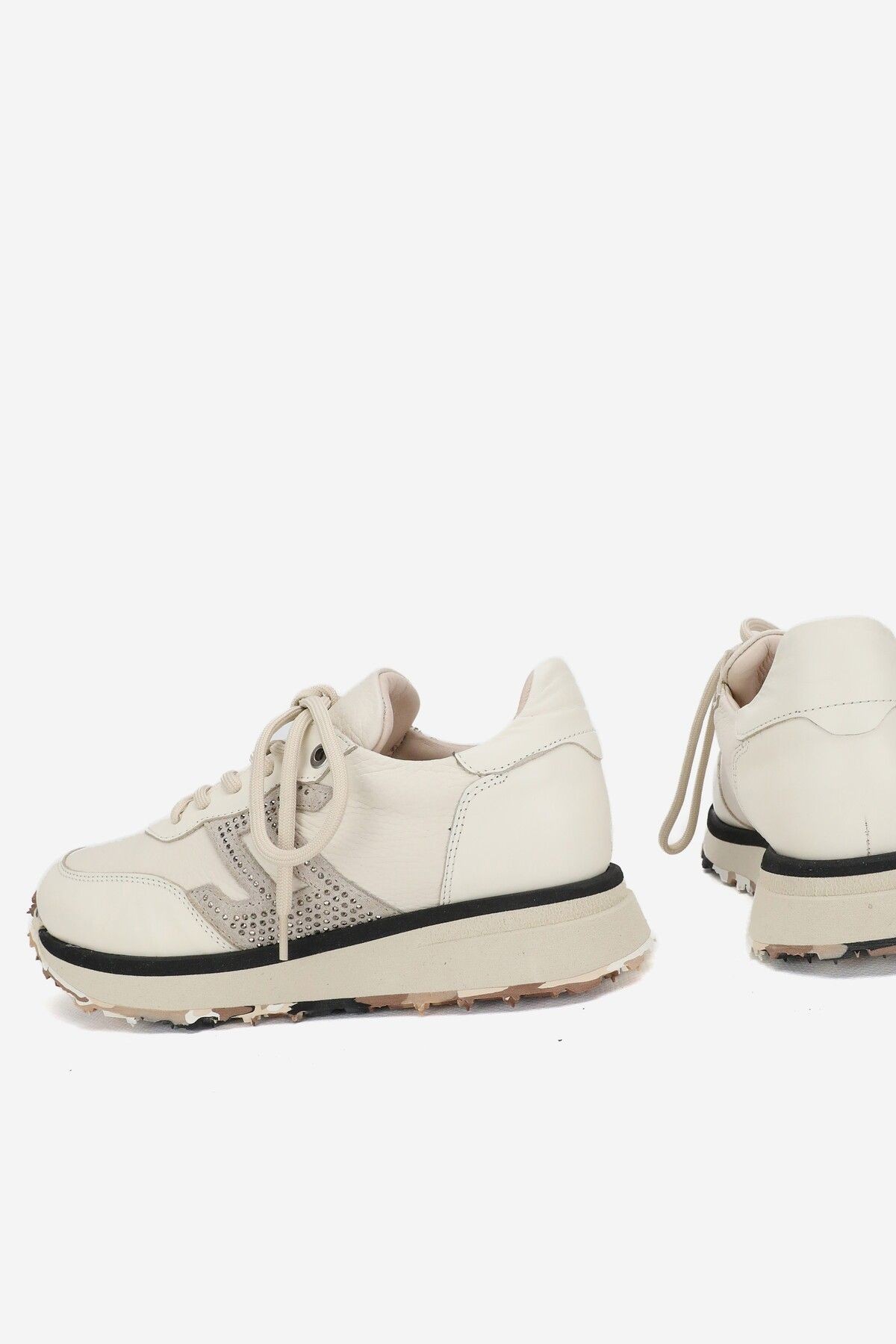KADIN BEJ HAKİKİ DOĞAL DERİ BAĞCIKLI SNEAKER CASUAL AYAKKABI
