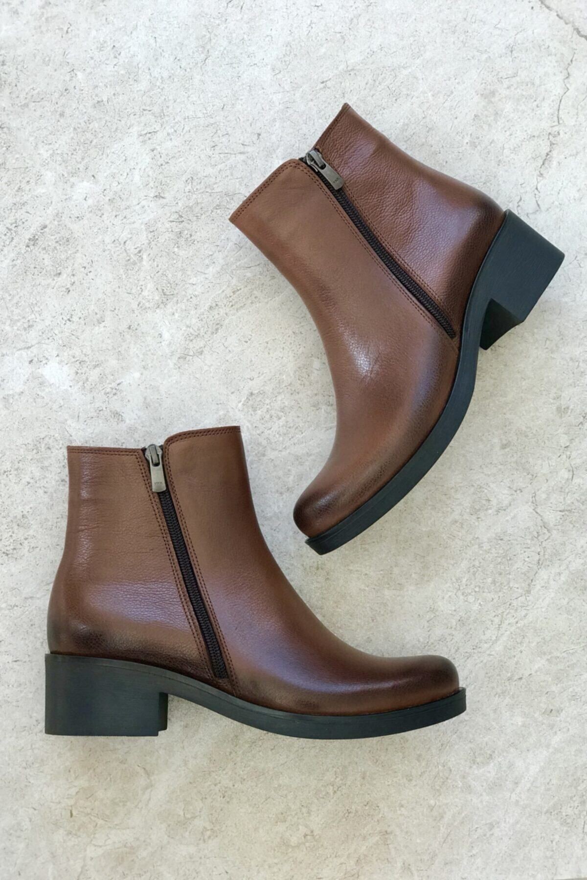 Kadın Taba Hakiki Deri Bilekte Bot & Bootie