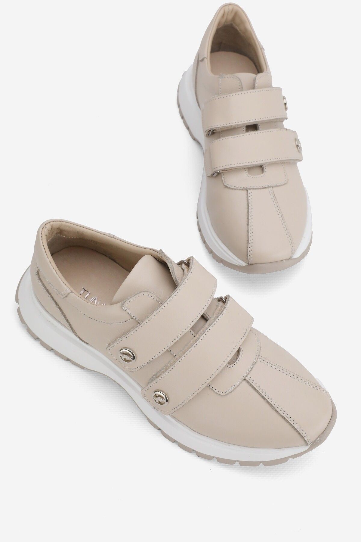 KADIN BEJ HAKİKİ DOĞAL DERİ SNEAKER CASUAL AYAKKABI