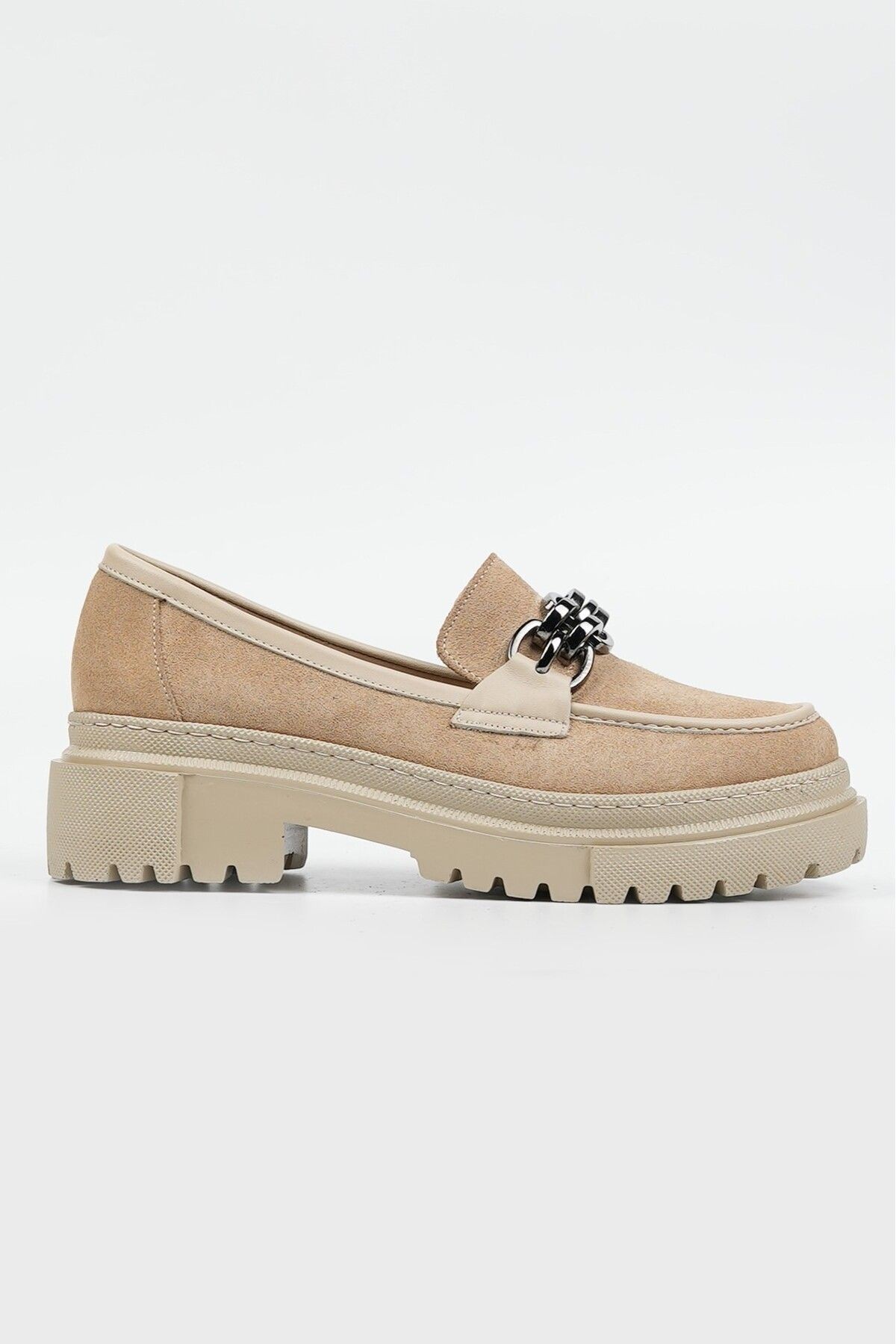 KADIN BEJ SÜET HAKİKİ DOĞAL DERİ 35-41 NUMARA CASUAL LOAFER AYAKKABI