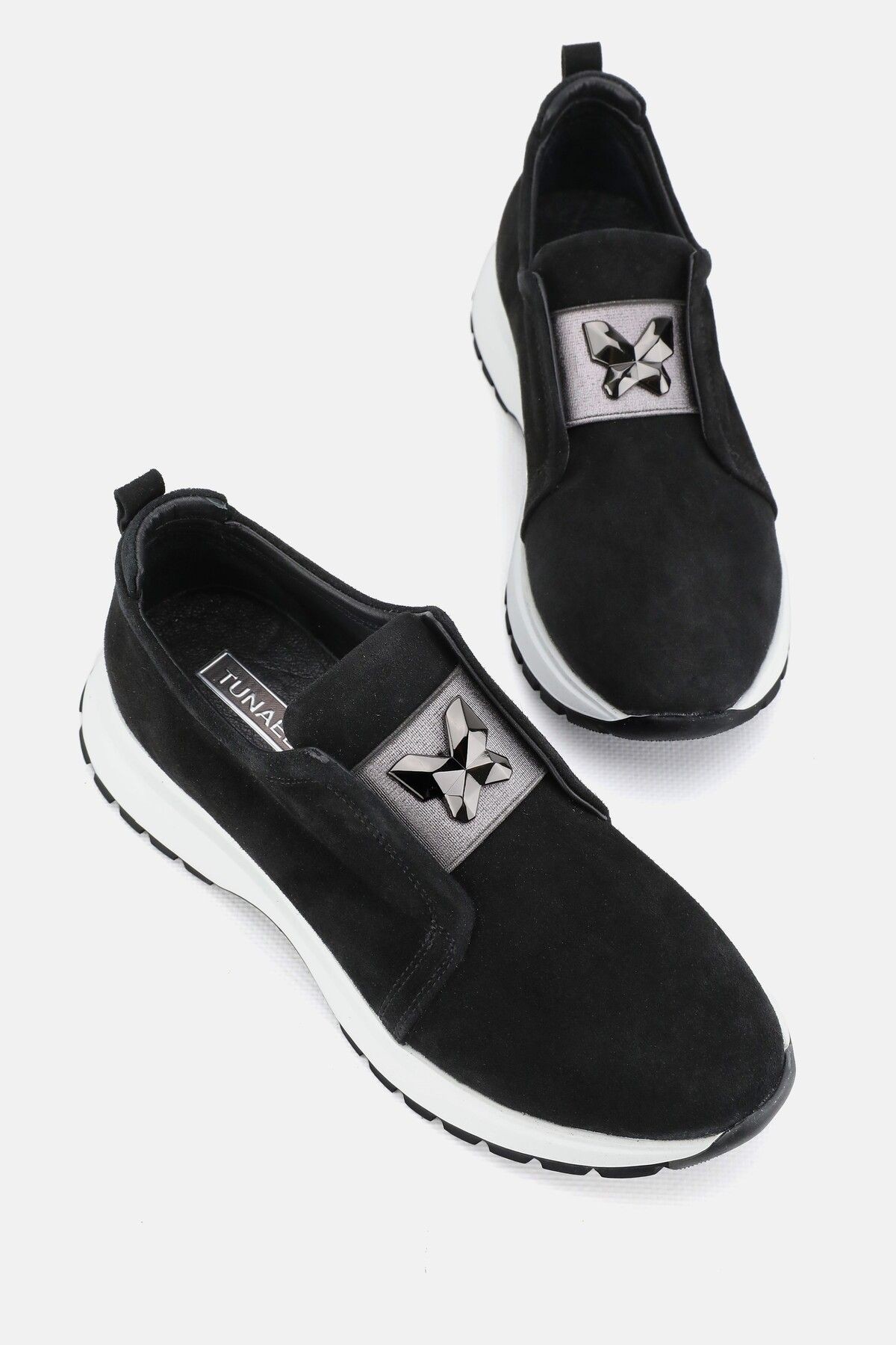 KADIN SİYAH SÜET HAKİKİ DOĞAL DERİ TOKALI SNEAKER CASUAL AYAKKABI