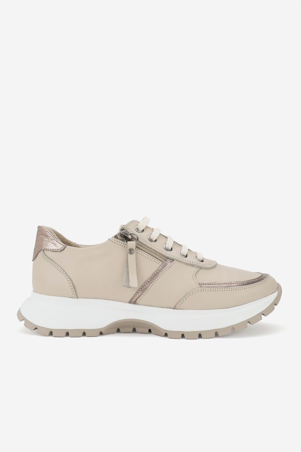 KADIN BEJ HAKİKİ DOĞAL DERİ BAĞCIKLI SNEAKER CASUAL AYAKKABI