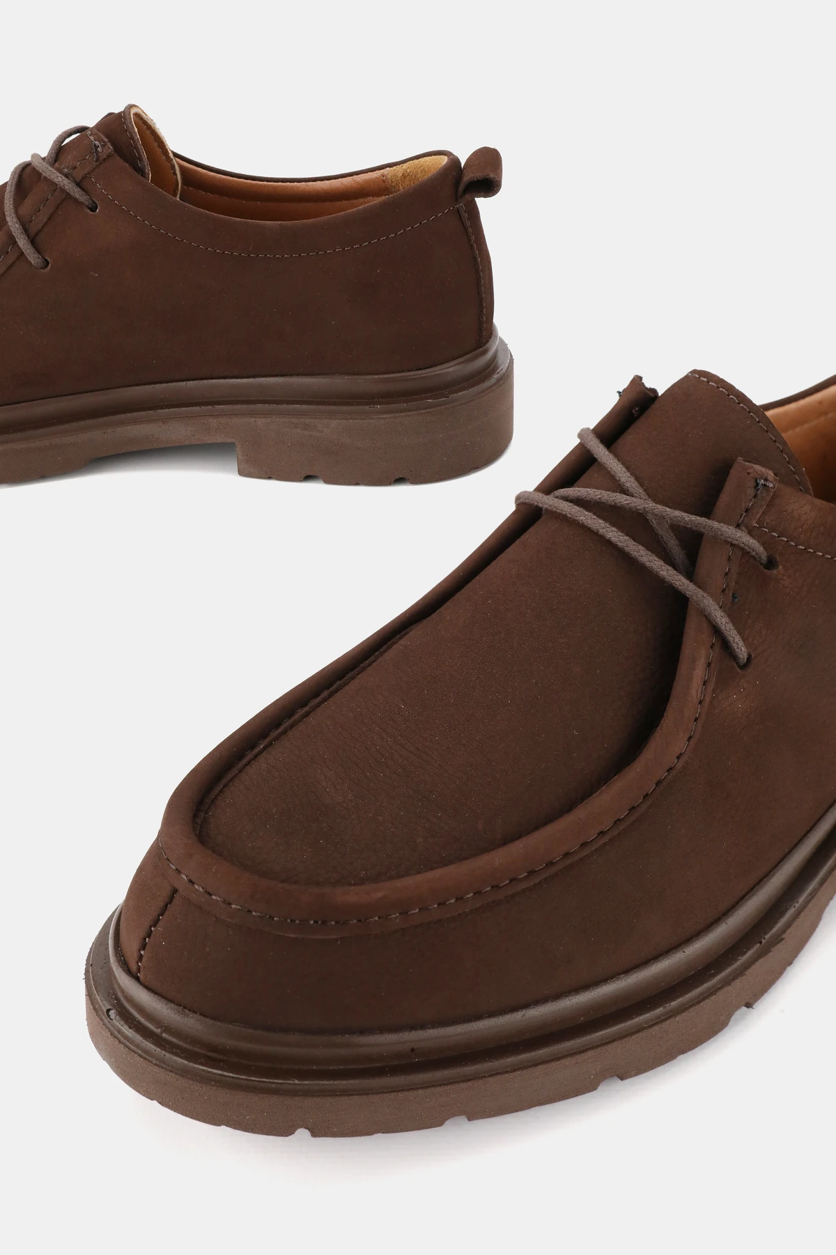 ERKEK KAHVERENGİ NUBUK HAKİKİ DOĞAL DERİ BAĞCIKLI AYAKKABI