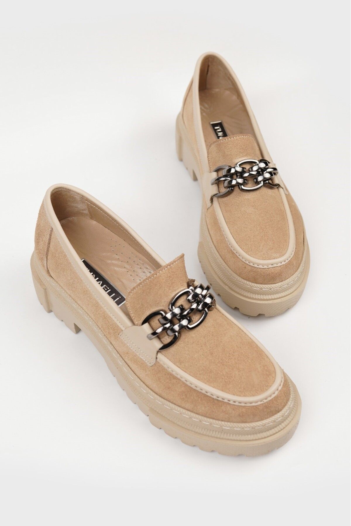 KADIN BEJ SÜET HAKİKİ DOĞAL DERİ 35-41 NUMARA CASUAL LOAFER AYAKKABI