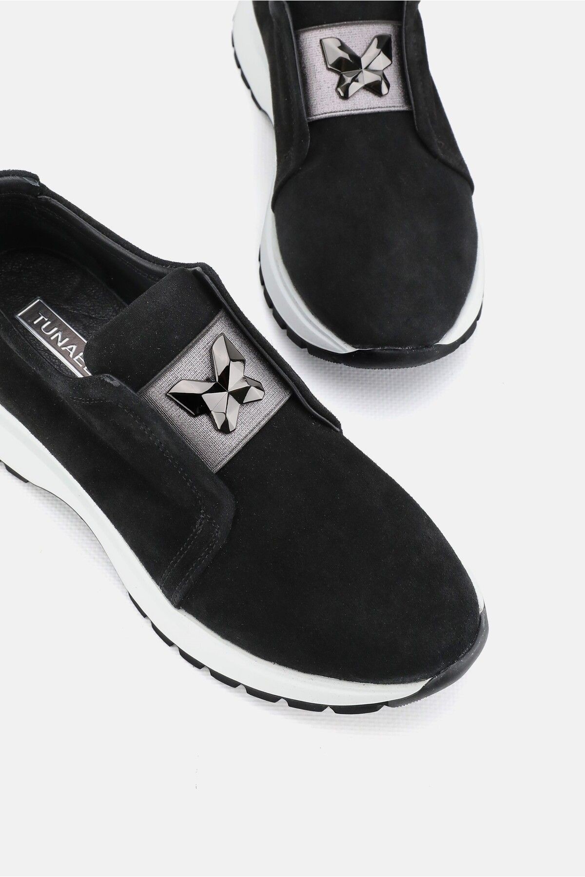 KADIN SİYAH SÜET HAKİKİ DOĞAL DERİ TOKALI SNEAKER CASUAL AYAKKABI
