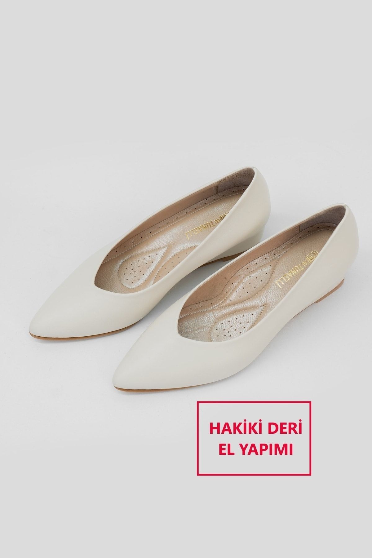 Kadın Bej Hakiki Deri 35-41 Numara Dolgu Topuklu Ayakkabı