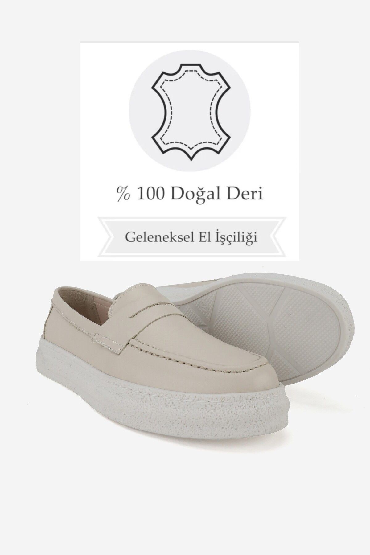 KADIN BEJ HAKİKİ DOĞAL DERİ 36-41 NUMARA LOAFER AYAKKABI