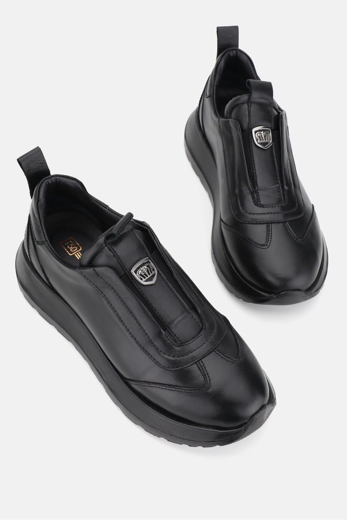 KADIN SİYAH HAKİKİ DOĞAL DERİ 36-41 NUMARA SNEAKER AYAKKABI