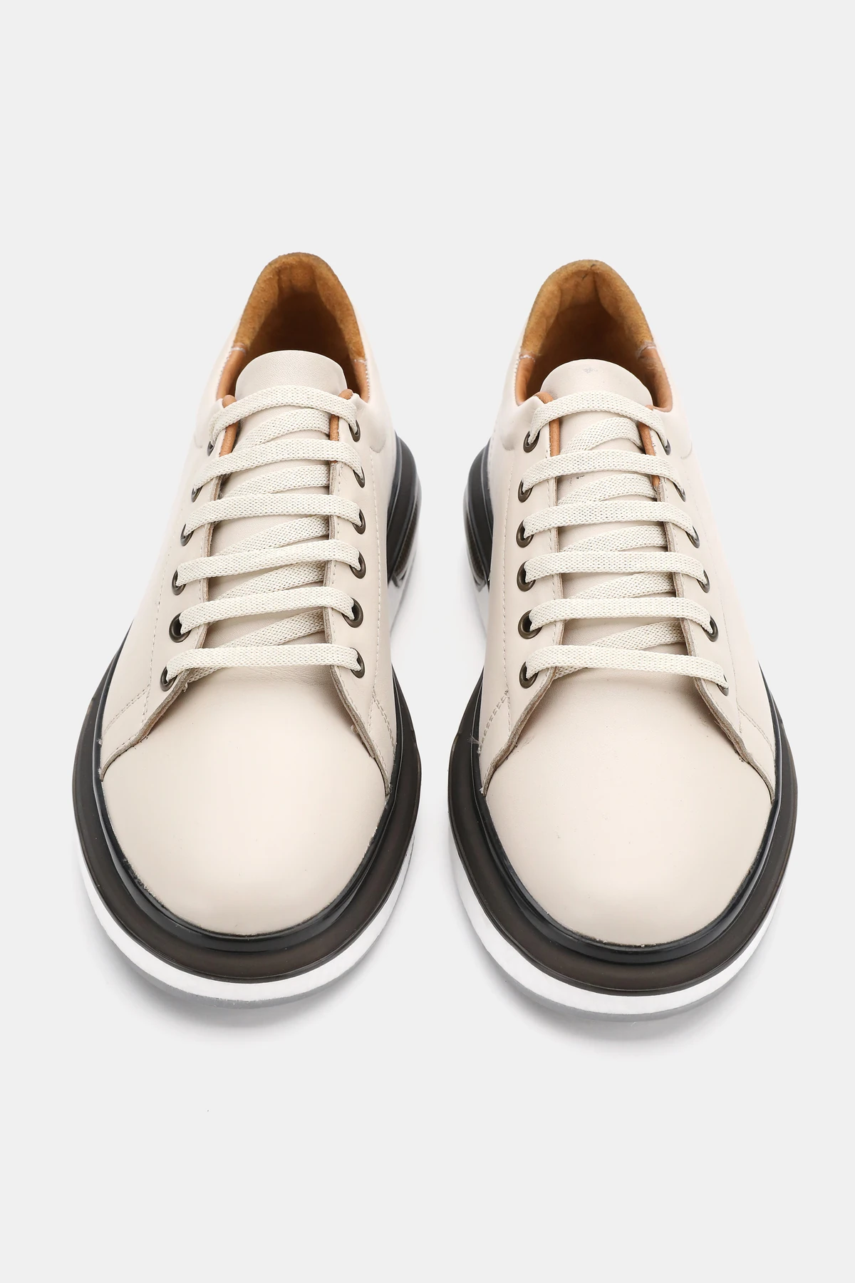 ERKEK BEJ HAKİKİ DOĞAL DERİ BAĞCIKLI SNEAKER AYAKKABI