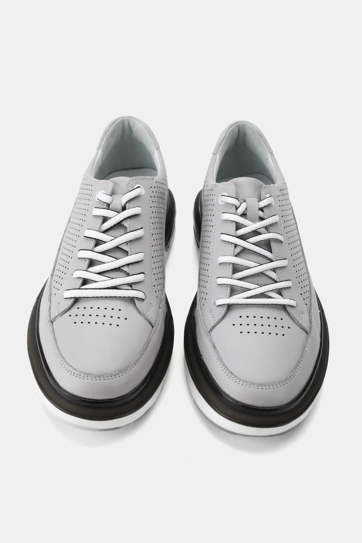 ERKEK GRİ HAKİKİ DOĞAL DERİ SNEAKER BAĞCIKLI AYAKKABI