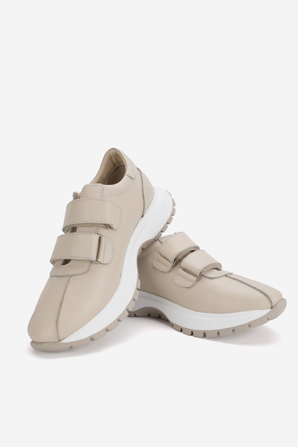 KADIN BEJ HAKİKİ DOĞAL DERİ SNEAKER CASUAL AYAKKABI