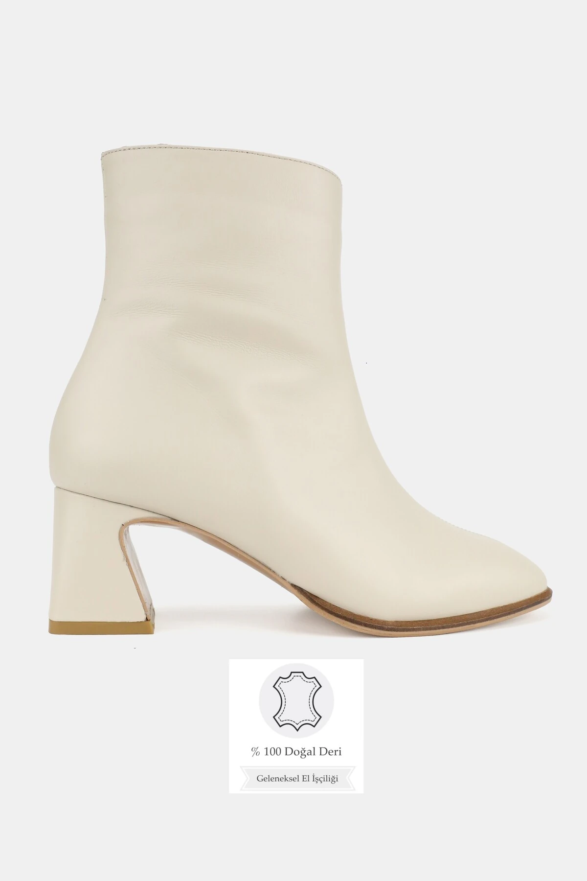 KADIN BEJ HAKİKİ DOĞAL DERİ 35-41 NUMARA KALIN TOPUKLU KARE BURUNLU BOT & BOOTİE