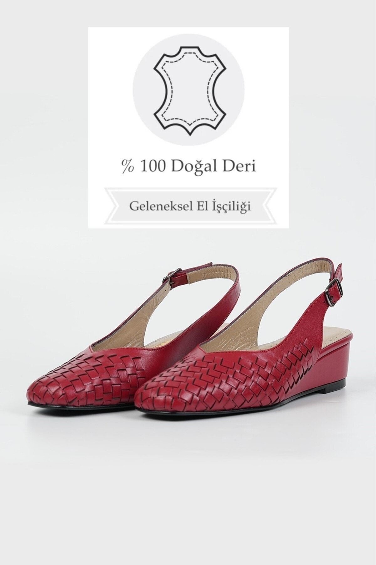 KADIN BEJ ÖRGÜLÜ HAKİKİ DERİ 35-41-42 NUMARA DOLGU TOPUKLU AYAKKABI