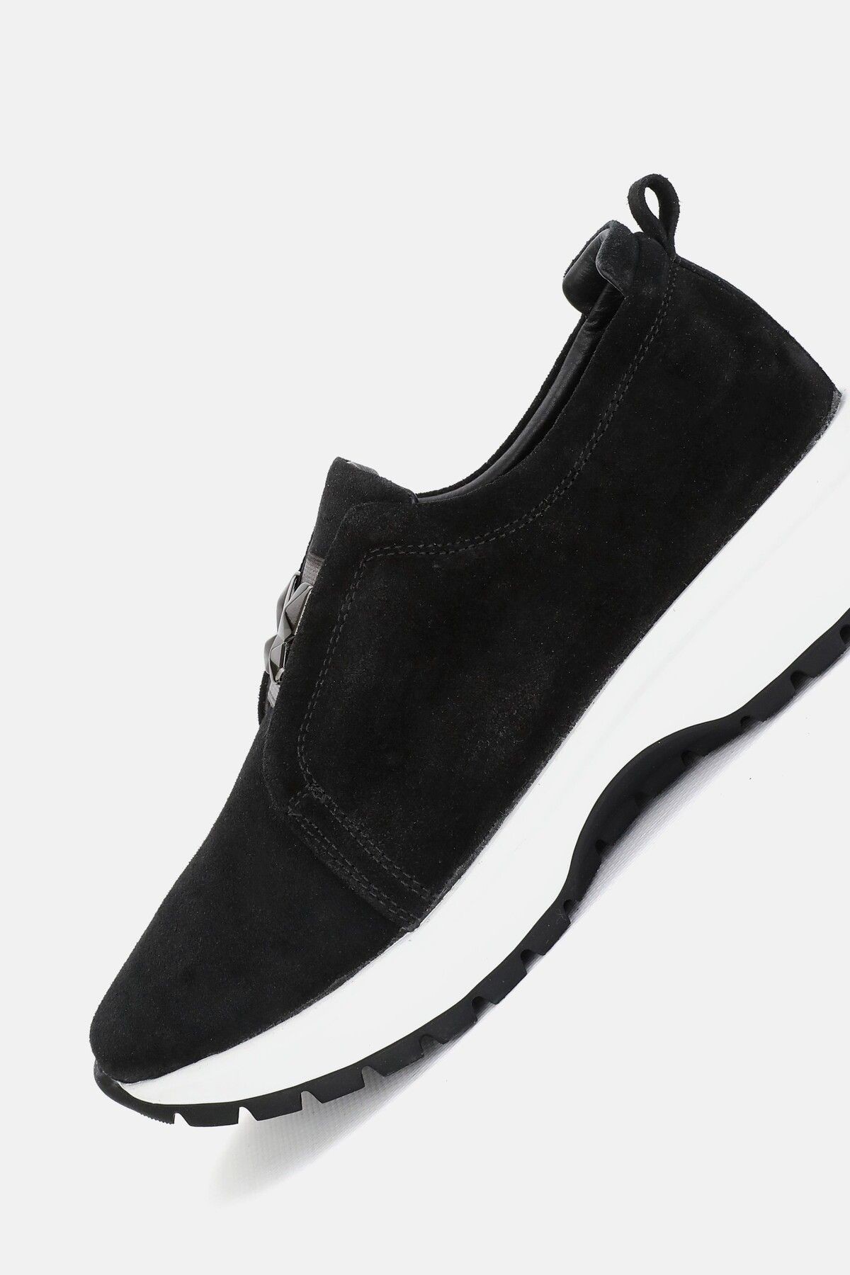 KADIN SİYAH SÜET HAKİKİ DOĞAL DERİ TOKALI SNEAKER CASUAL AYAKKABI