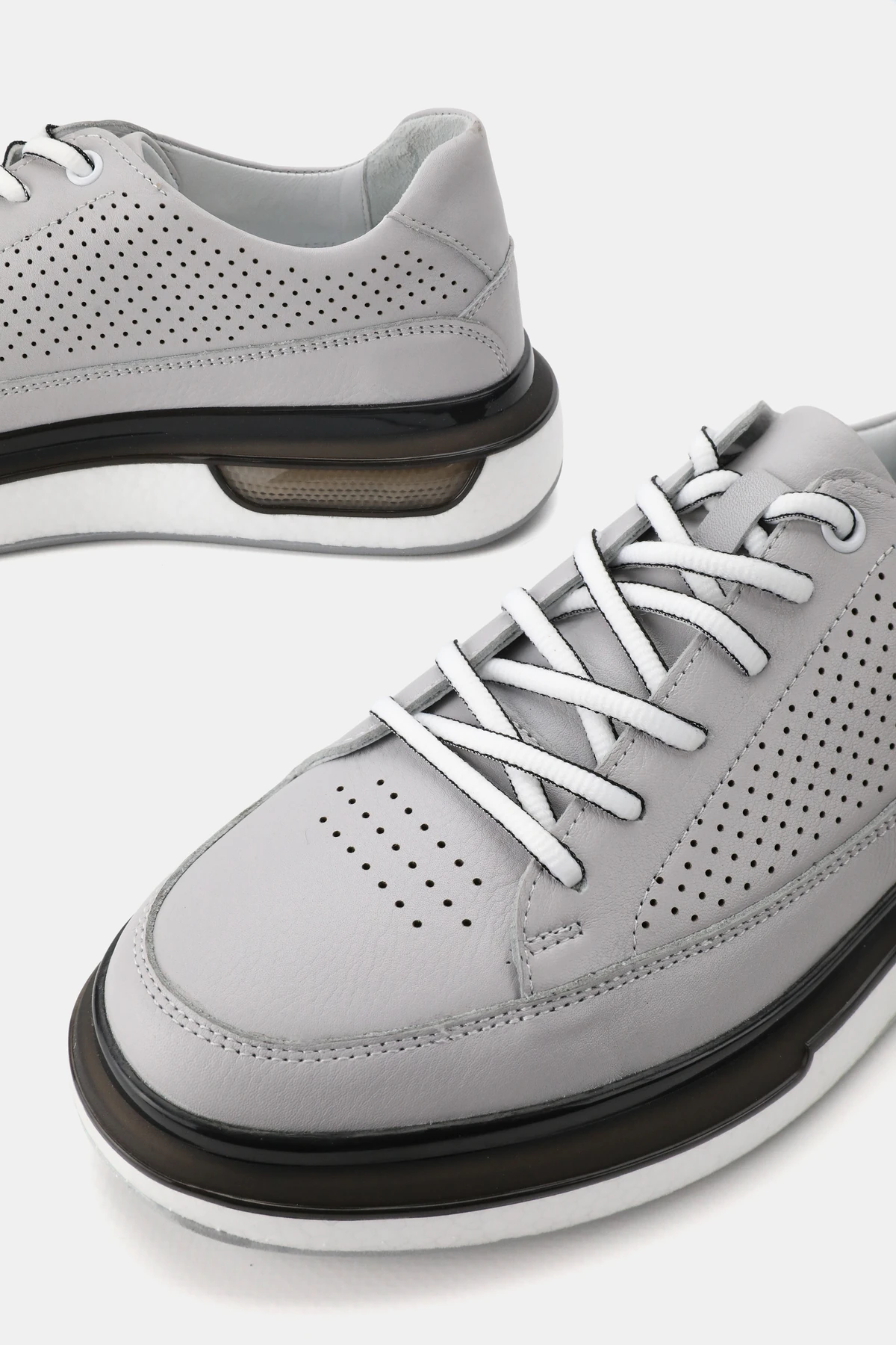 ERKEK GRİ HAKİKİ DOĞAL DERİ SNEAKER BAĞCIKLI AYAKKABI