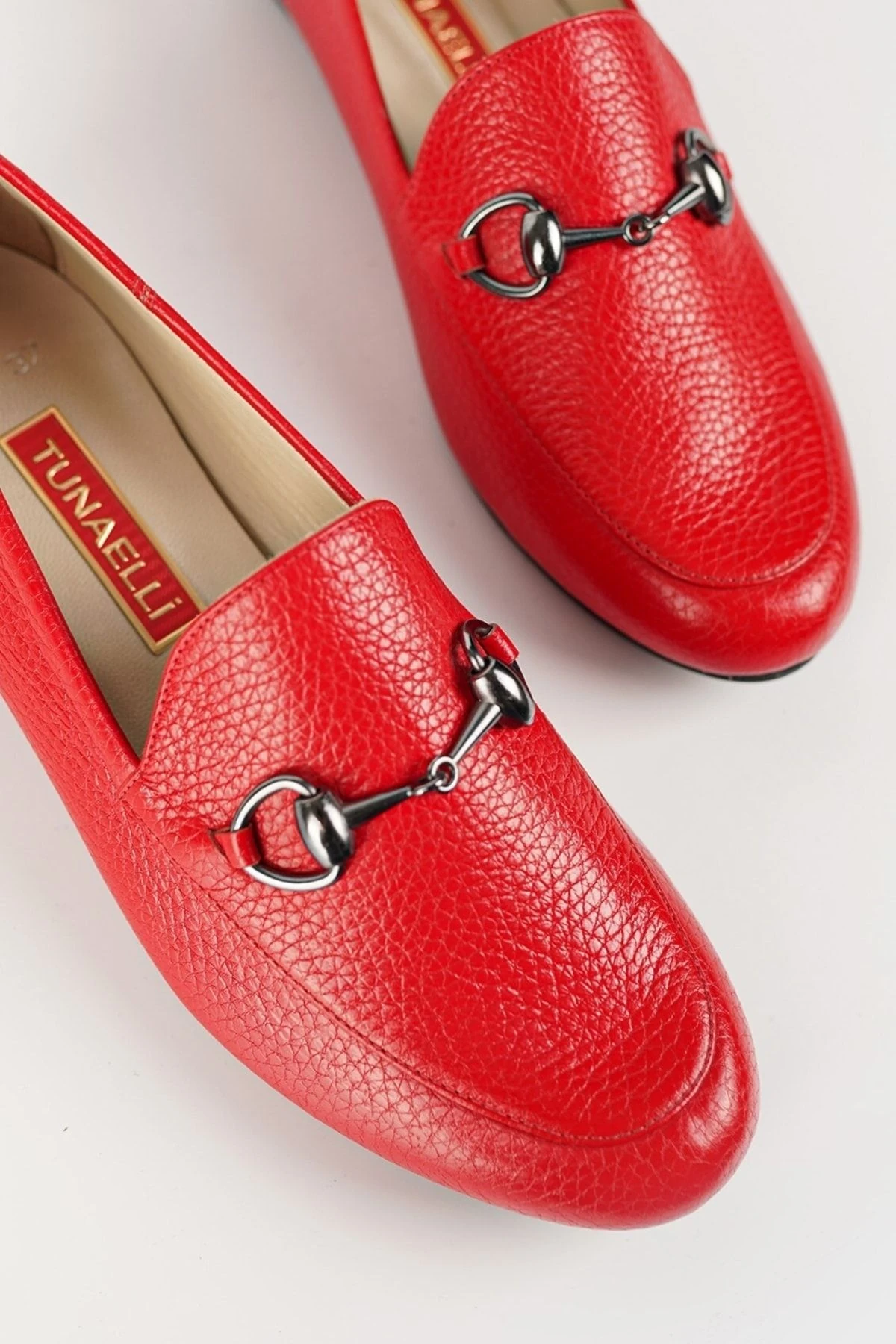 Kadın Bej Hakiki Doğal Deri 35-41-42 Numara Tokalı Babet