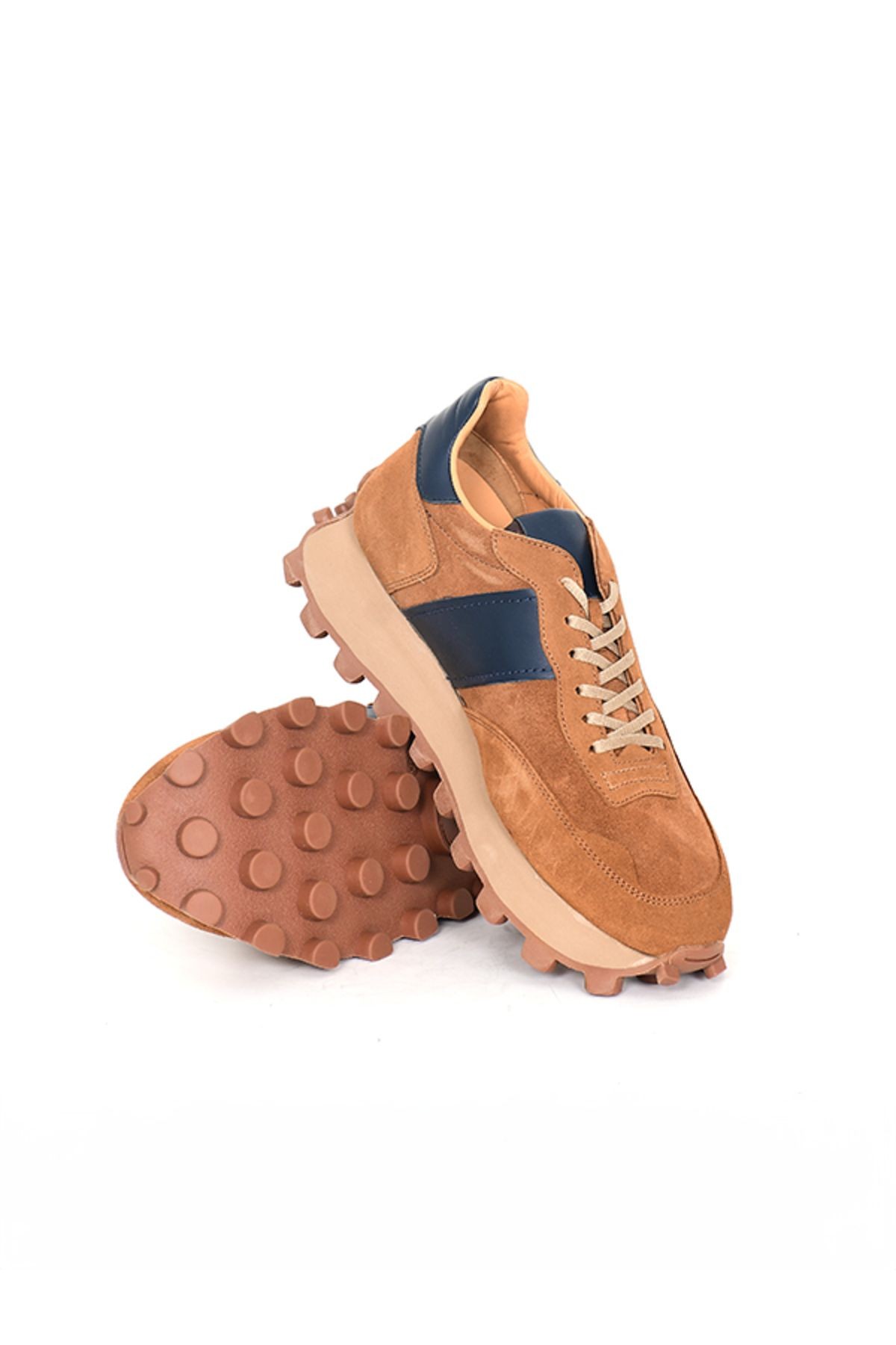 TNL 2524 Taba Süet Garni Lacivert Antik Deri, EVA Taban Erkek Sneaker