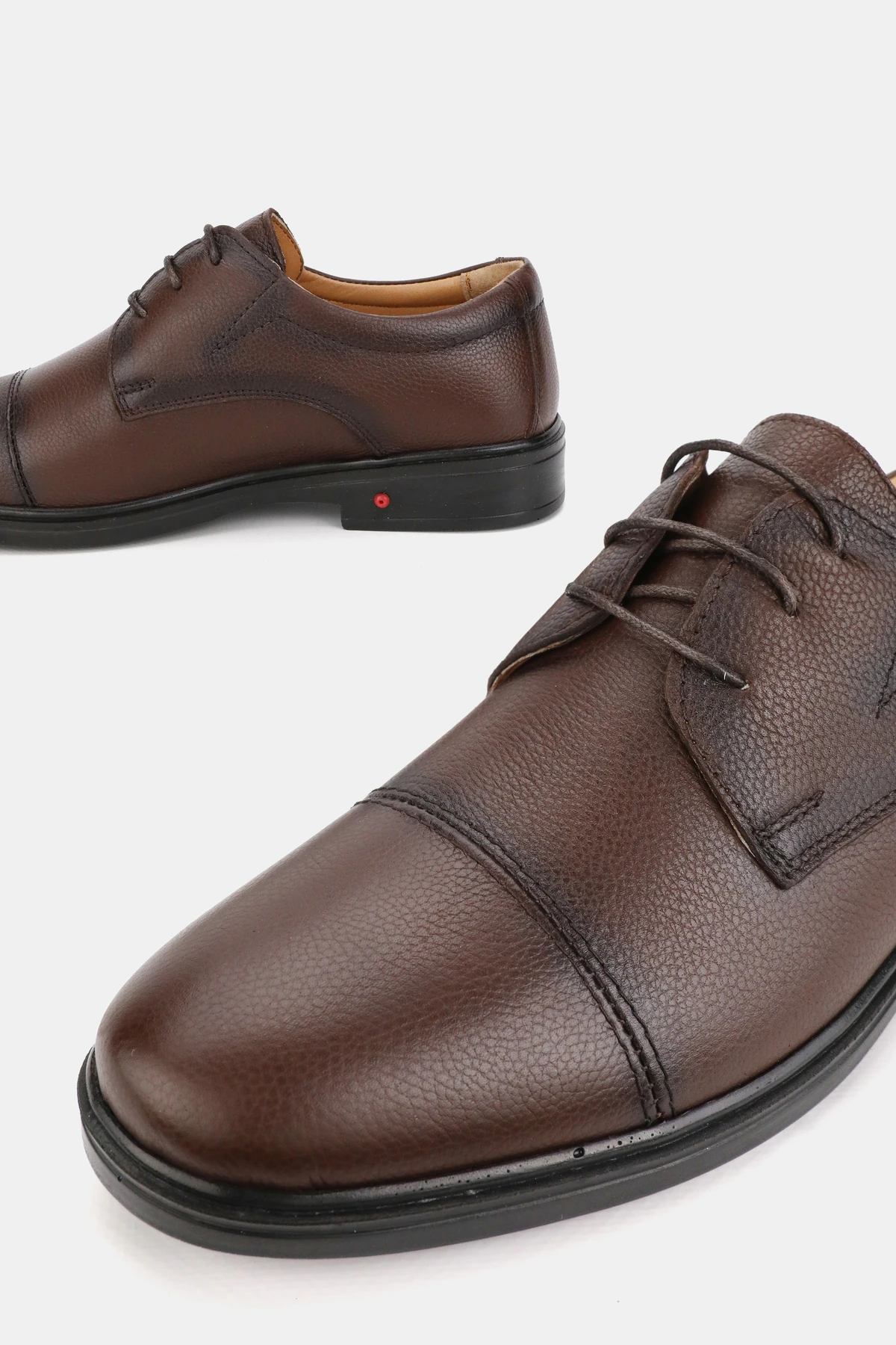 ERKEK KAHVERENGİ HAKİKİ DOĞAL DERİ ORTOPEDİK KLASİK BAĞCIKLI AYAKKABI