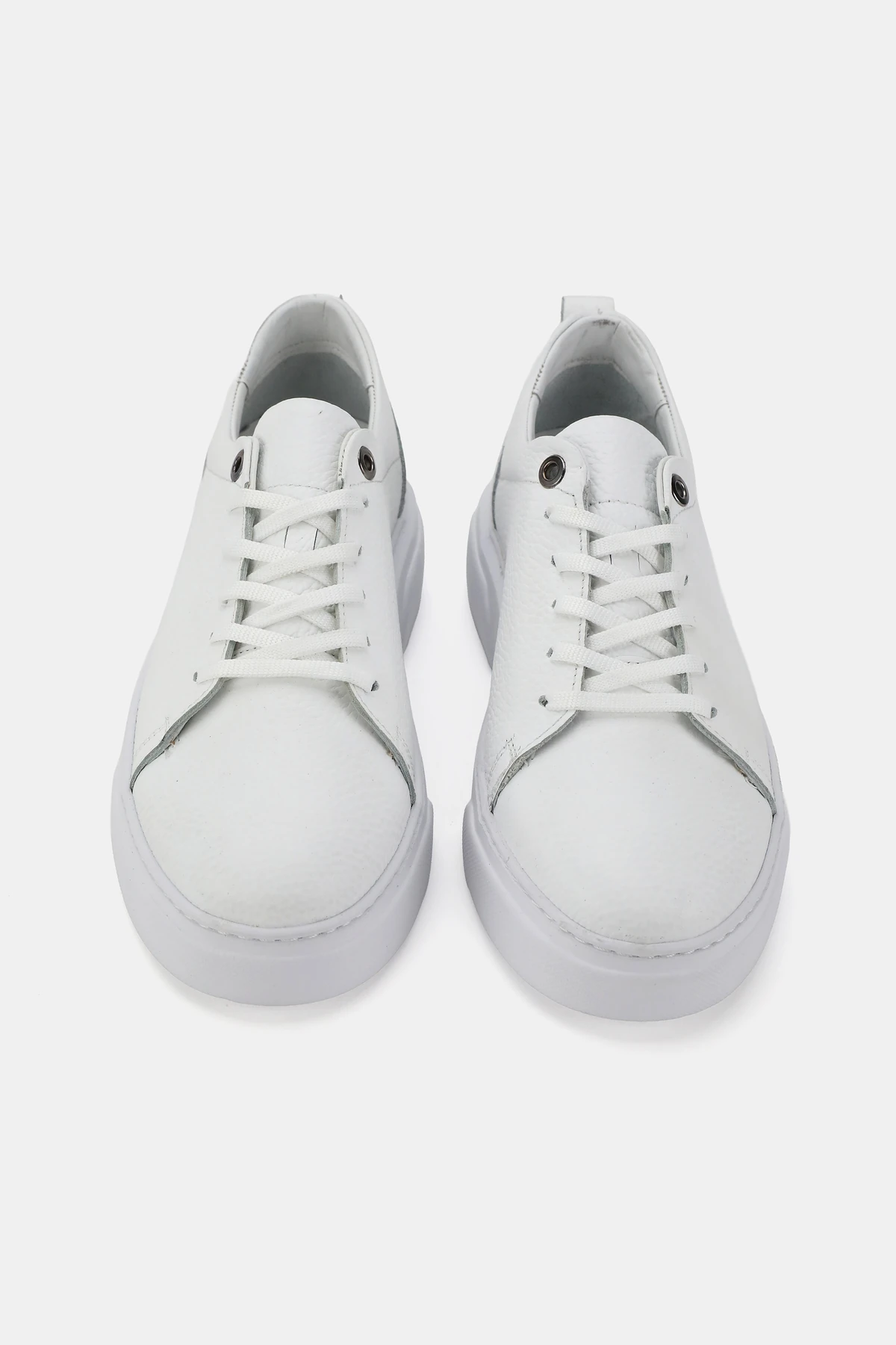 ERKEK BEYAZ HAKİKİ DOĞAL DERİ SNEAKER BAĞCIKLI AYAKKABI