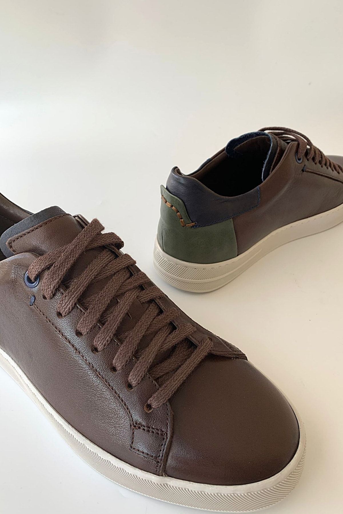 Erkek Kahverengi Deri Sneaker Tnl000387