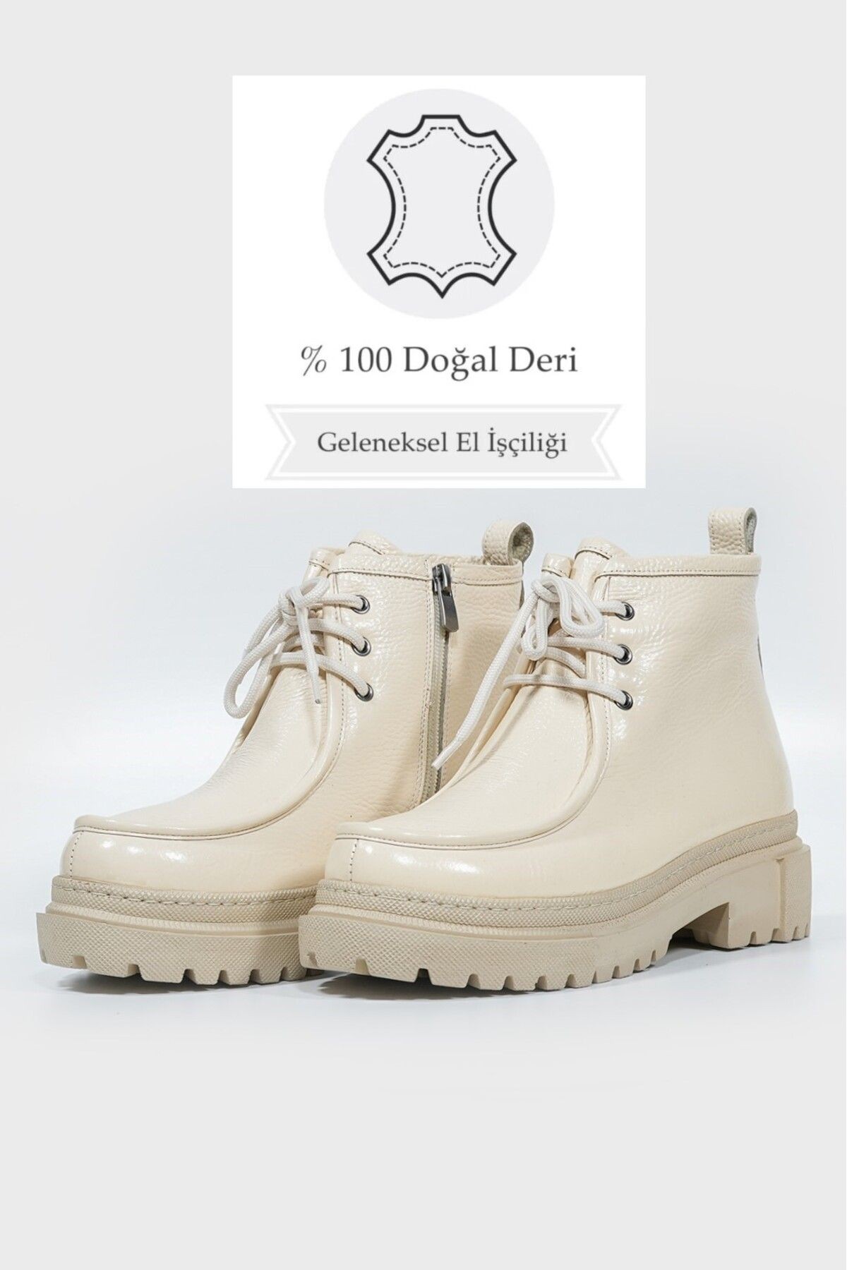 KADIN BEJ HAKİKİ DERİ 35-41 NUMARA BAĞCIKLI BOT & BOOTİE