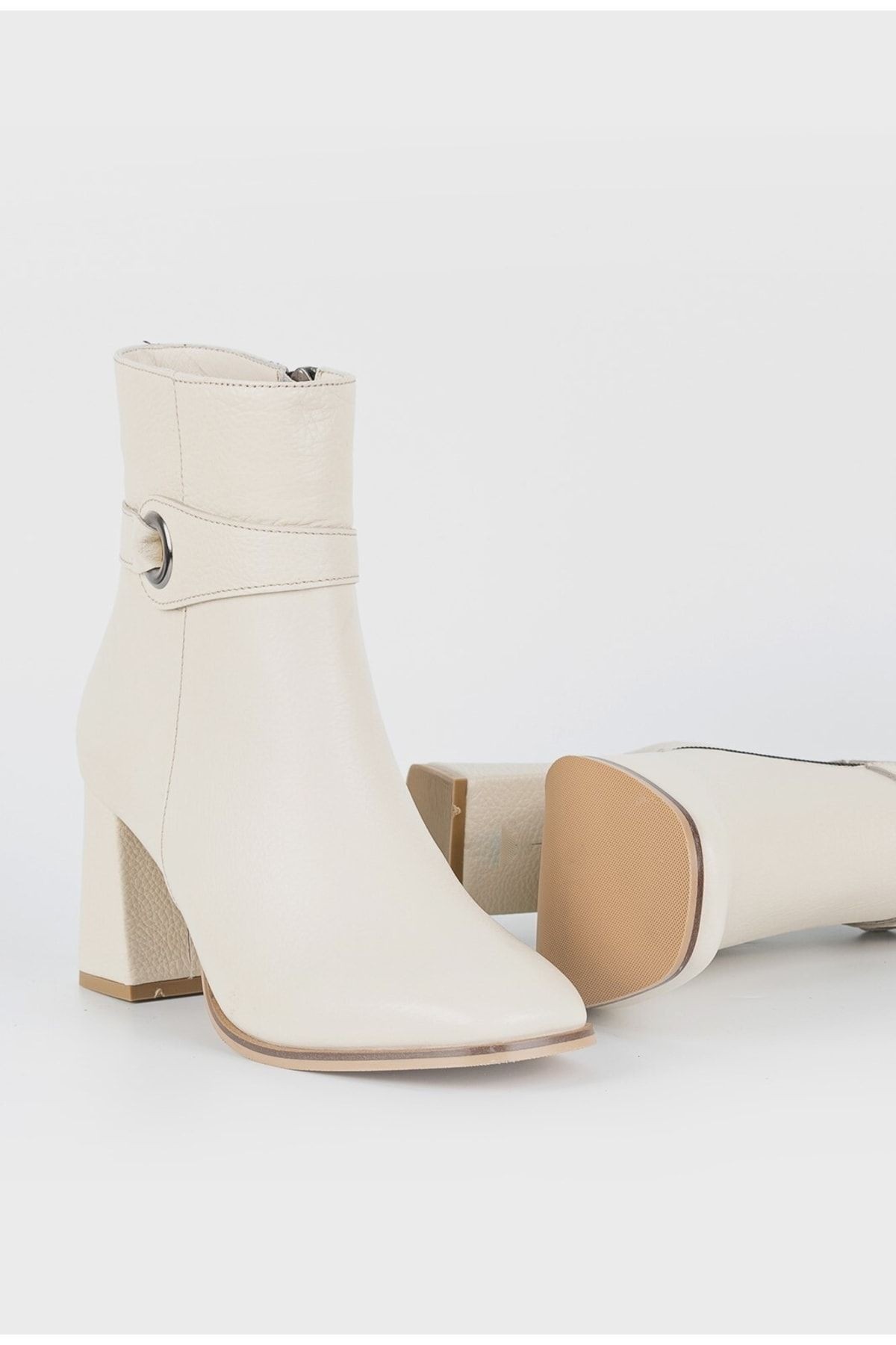 Kadın Bej Hakiki Deri 35-41 Numara Bot & Bootie
