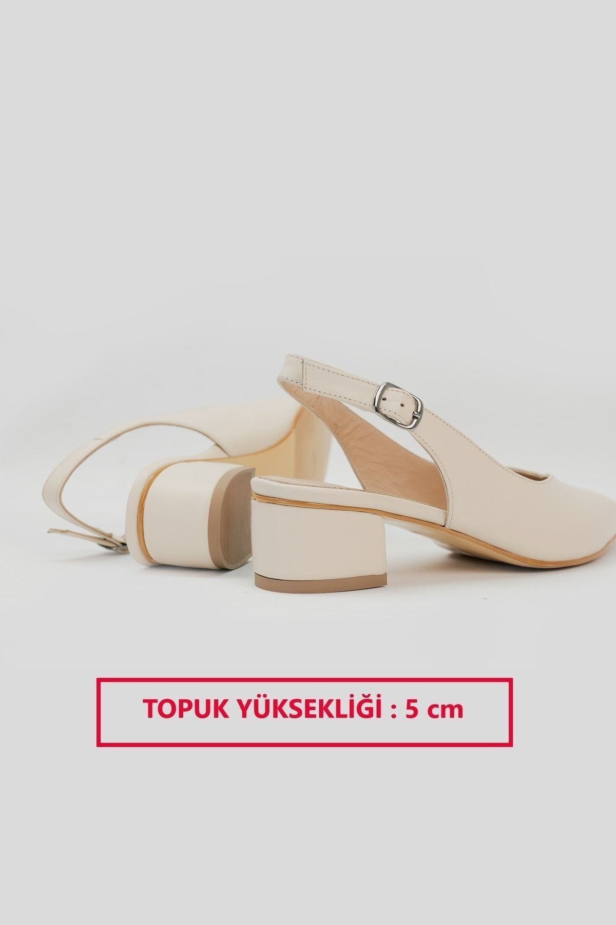 Kadın Bej Hakiki Deri 35-41 Numara Topuklu Ayakkabı