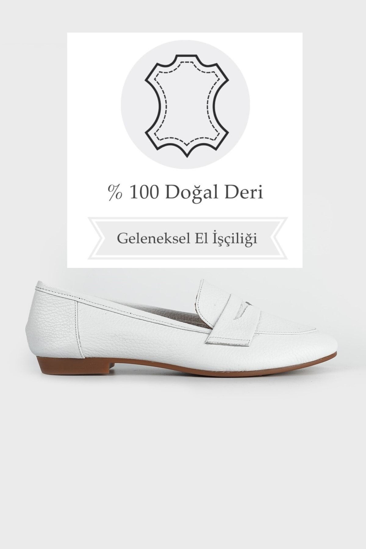 Kadın Beyaz Hakiki Doğal Deri 35-41 -42 Numara Babet