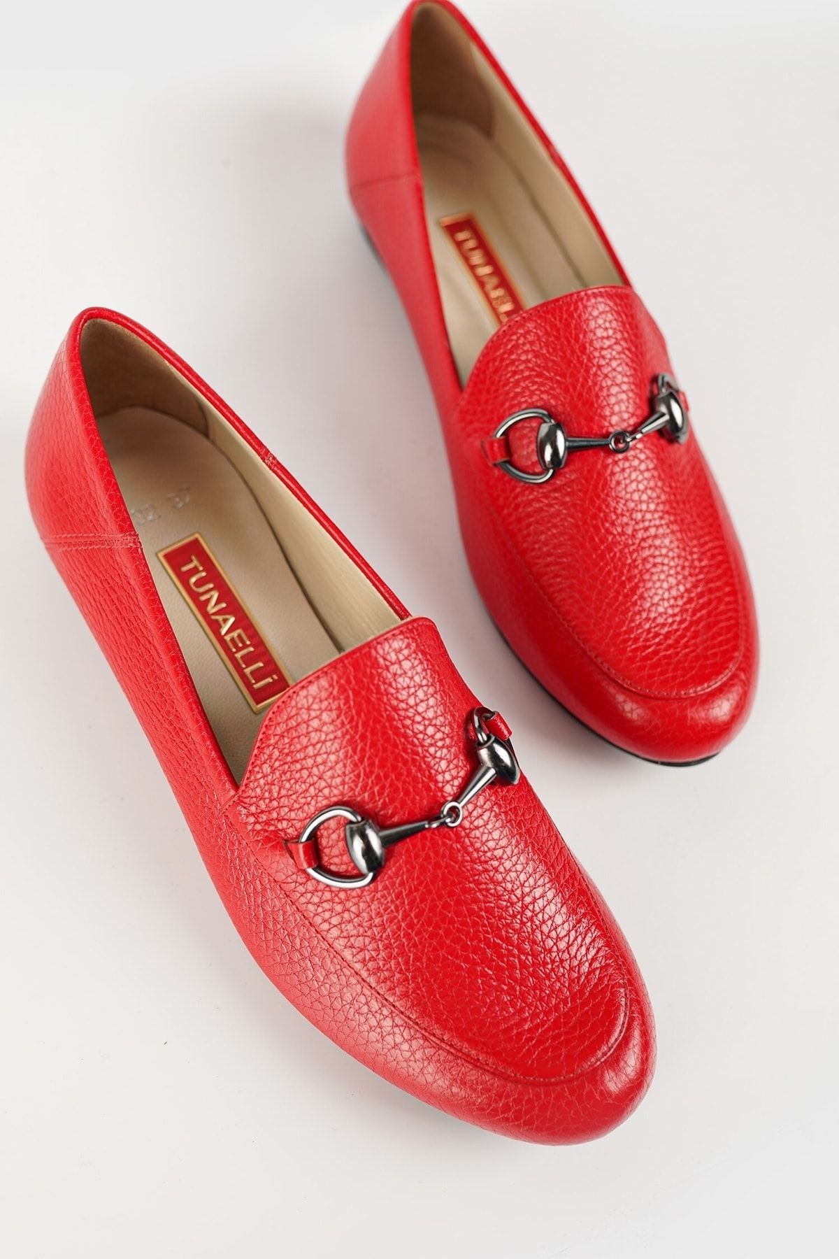 Kadın Bej Hakiki Doğal Deri 35-41-42 Numara Tokalı Babet