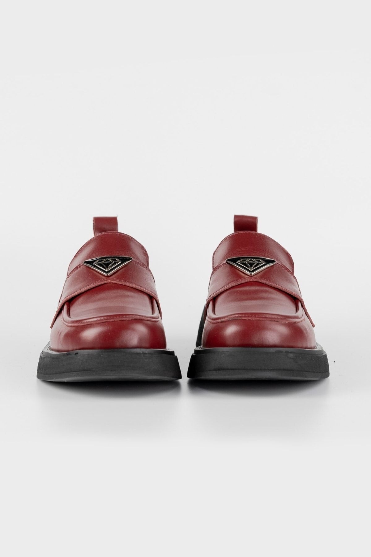 Kadın Bordo Hakiki Doğal Deri Loafer Ayakkabı