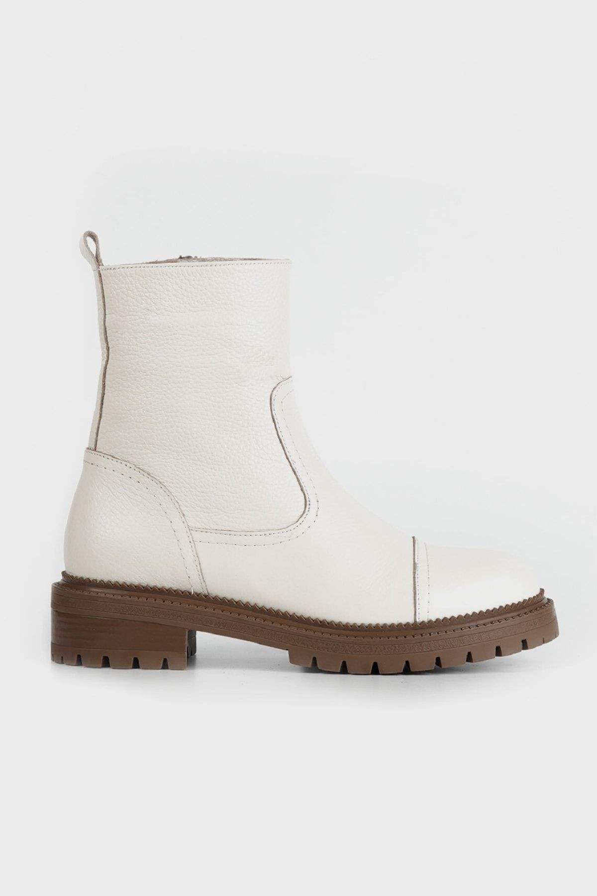 Kadın Bej Hakiki Deri 34-35-41 Numara Bot & Bootie