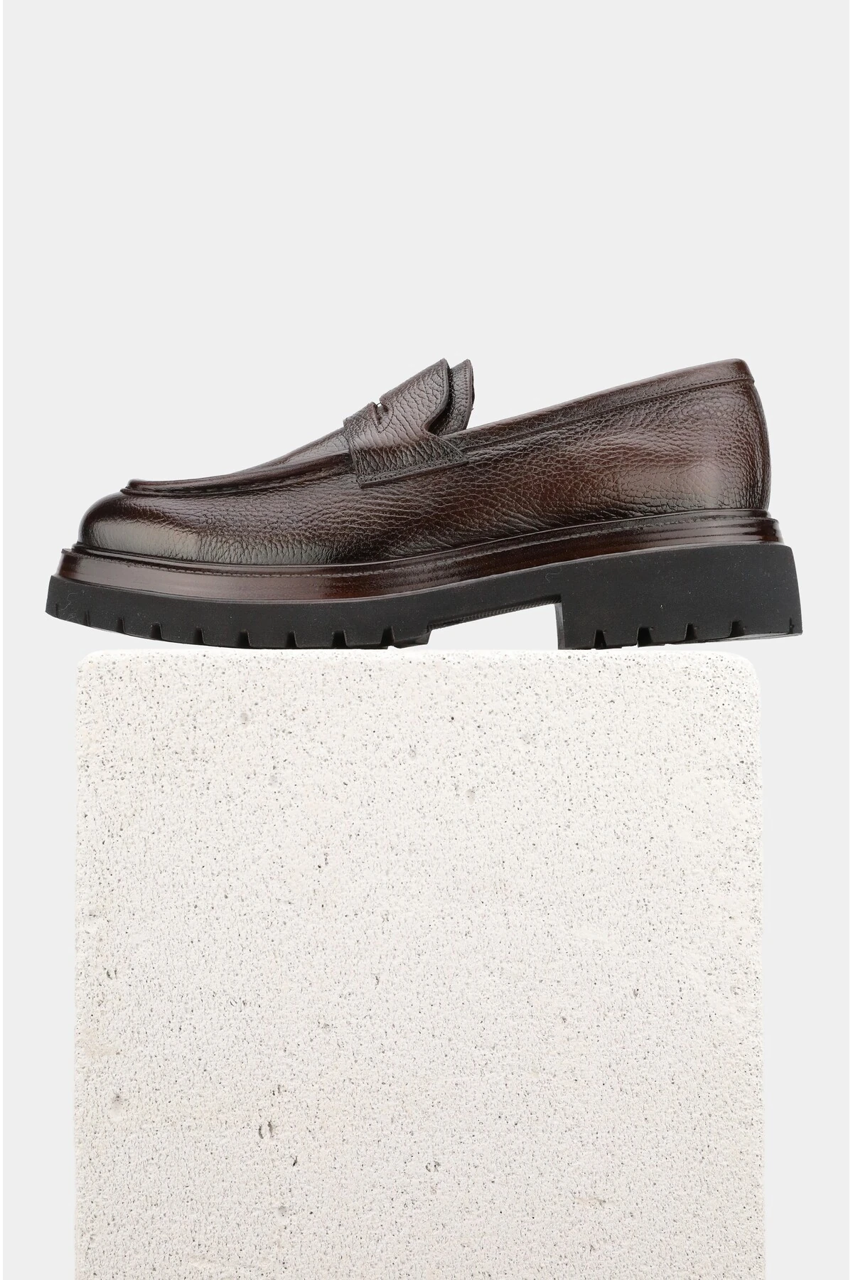 ERKEK KAHVERENGİ HAKİKİ DOĞAL DERİ 39-45 NUMARA EVA TABAN LOAFER AYAKKABI