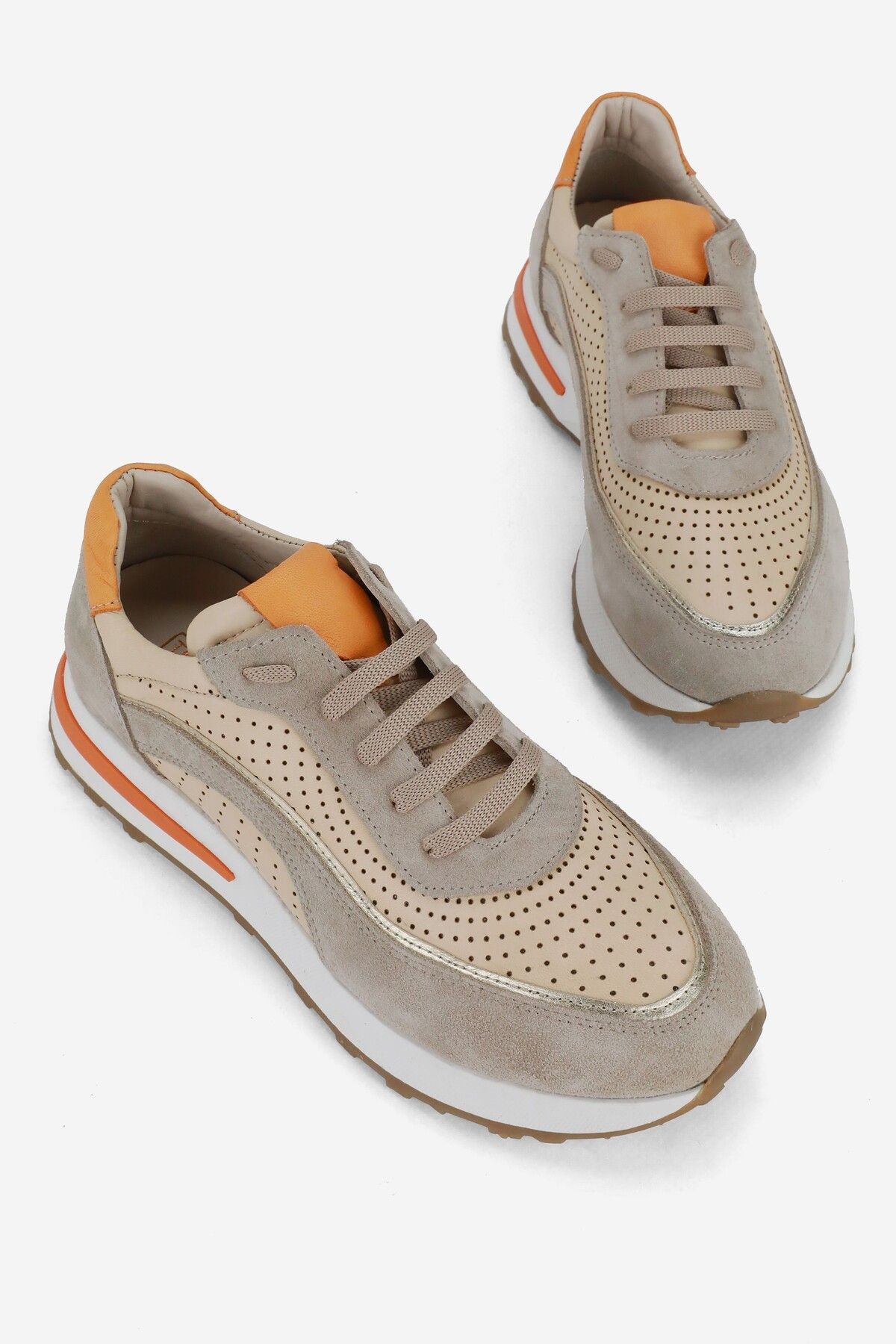 KADIN BEJ HAKİKİ DOĞAL DERİ 36-41 NUMARA SNEAKER AYAKKABI