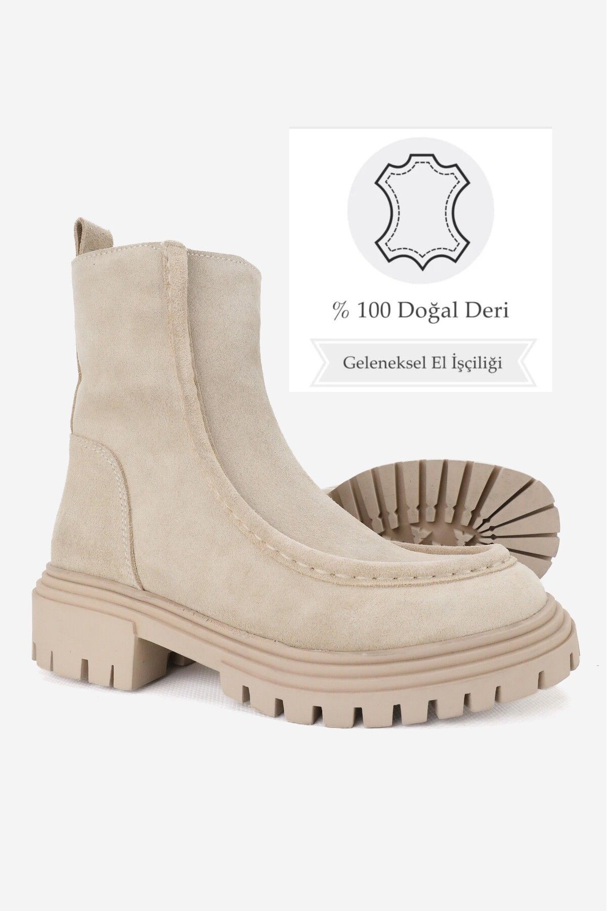 KADIN BEJ SÜET HAKİKİ DOĞAL DERİ 36-41 NUMARA BOT & BOOTİE