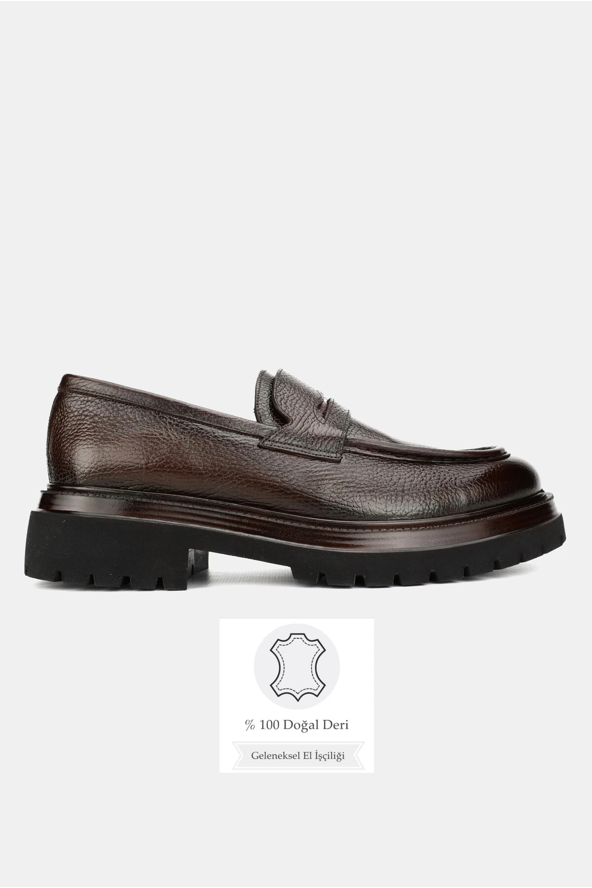 ERKEK KAHVERENGİ HAKİKİ DOĞAL DERİ 39-45 NUMARA EVA TABAN LOAFER AYAKKABI
