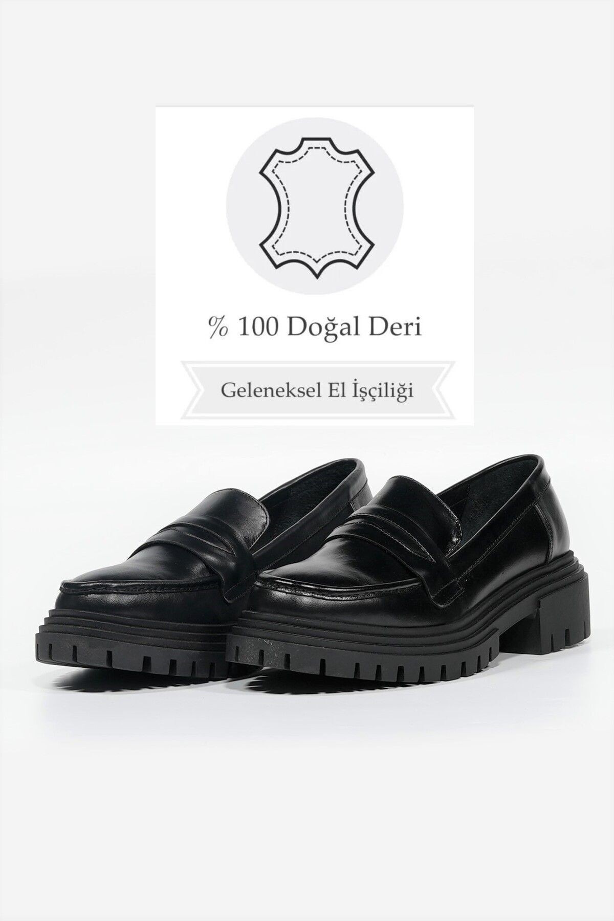 KADIN SİYAH HAKİKİ DOĞAL DERİ LOAFER AYAKKABI