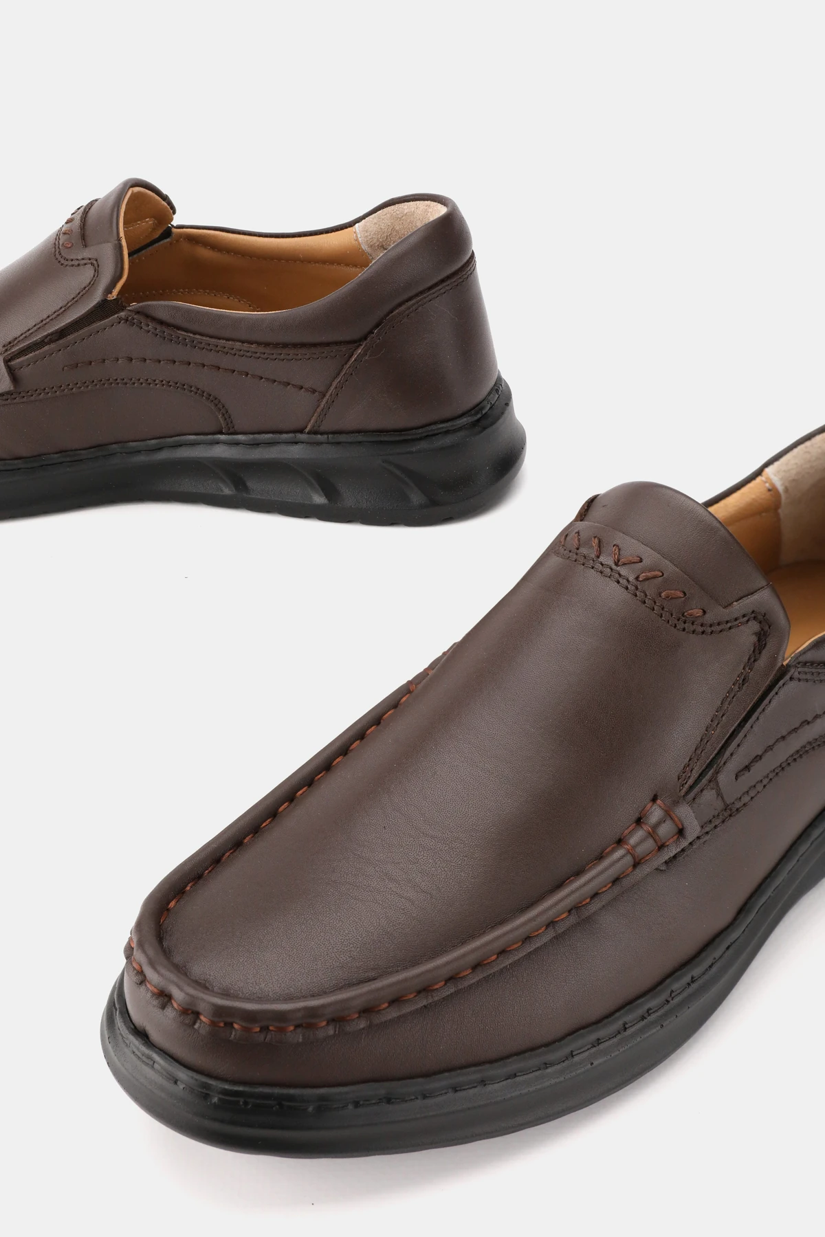 ERKEK KAHVERENGİ HAKİKİ DOĞAL DERİ ORTOPEDİK LOAFER AYAKKABI