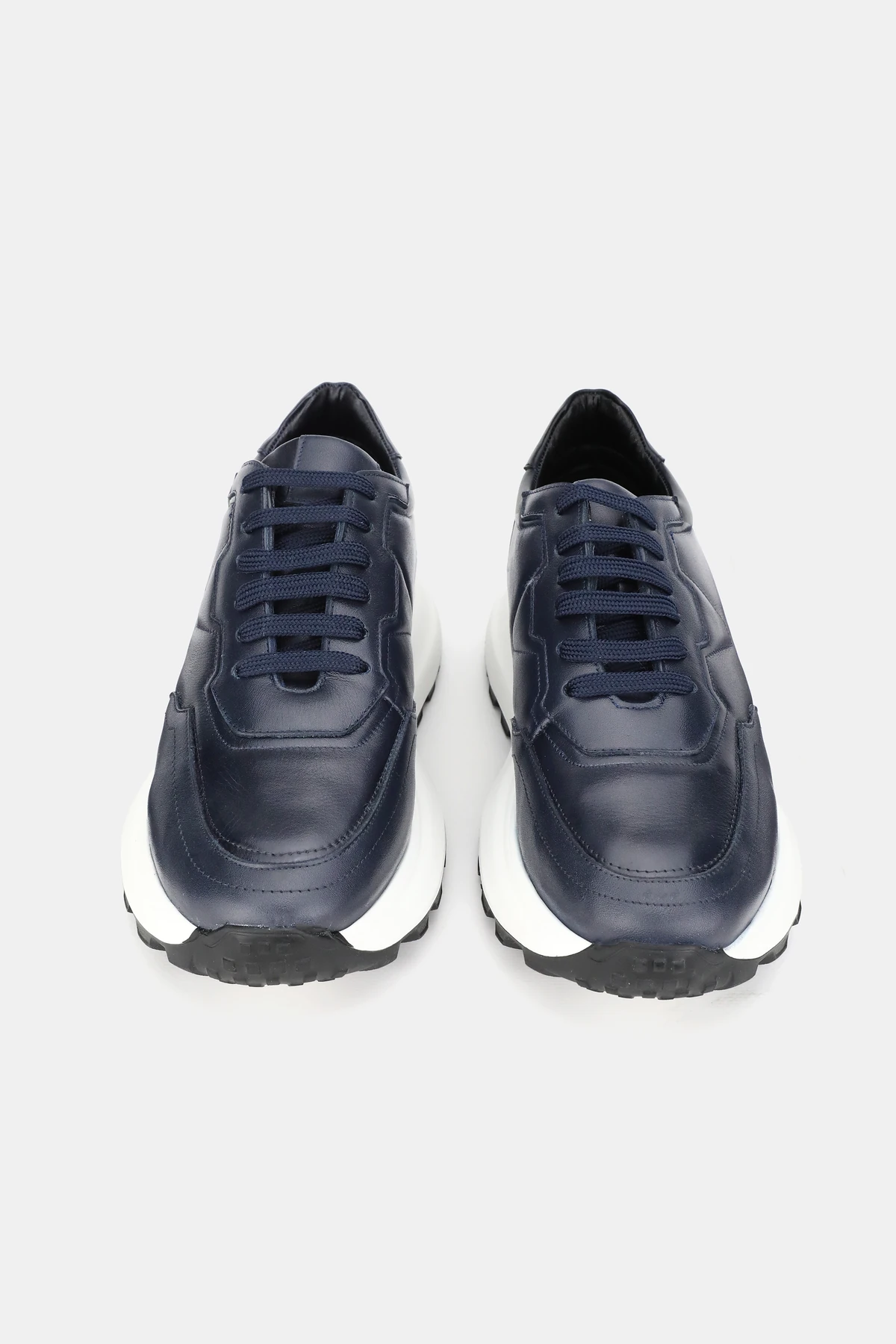 ERKEK LACİVERT HAKİKİ DOĞAL DERİ 39-46 NUMARA EVA TABAN BAĞCIKLI SNEAKER AYAKKABI