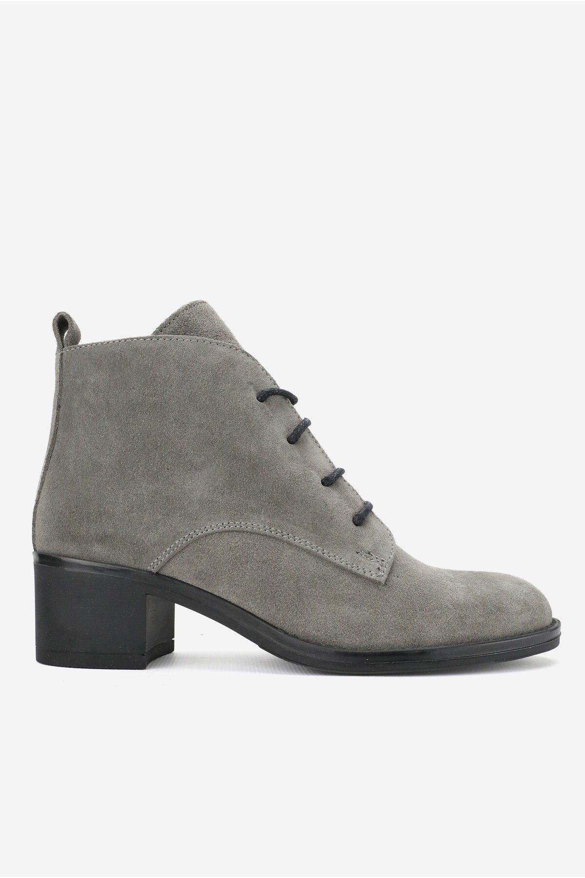 KADIN GRİ SÜET HAKİKİ DERİ 36-41 NUMARA KISA TOPUKLU BAĞCIKLI BOT & BOOTİE