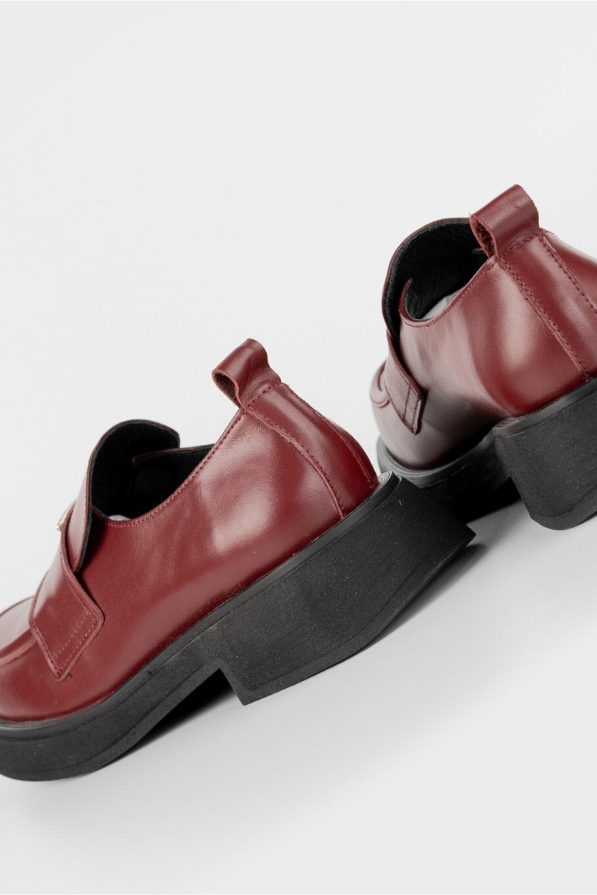 Kadın Bordo Hakiki Doğal Deri Loafer Ayakkabı