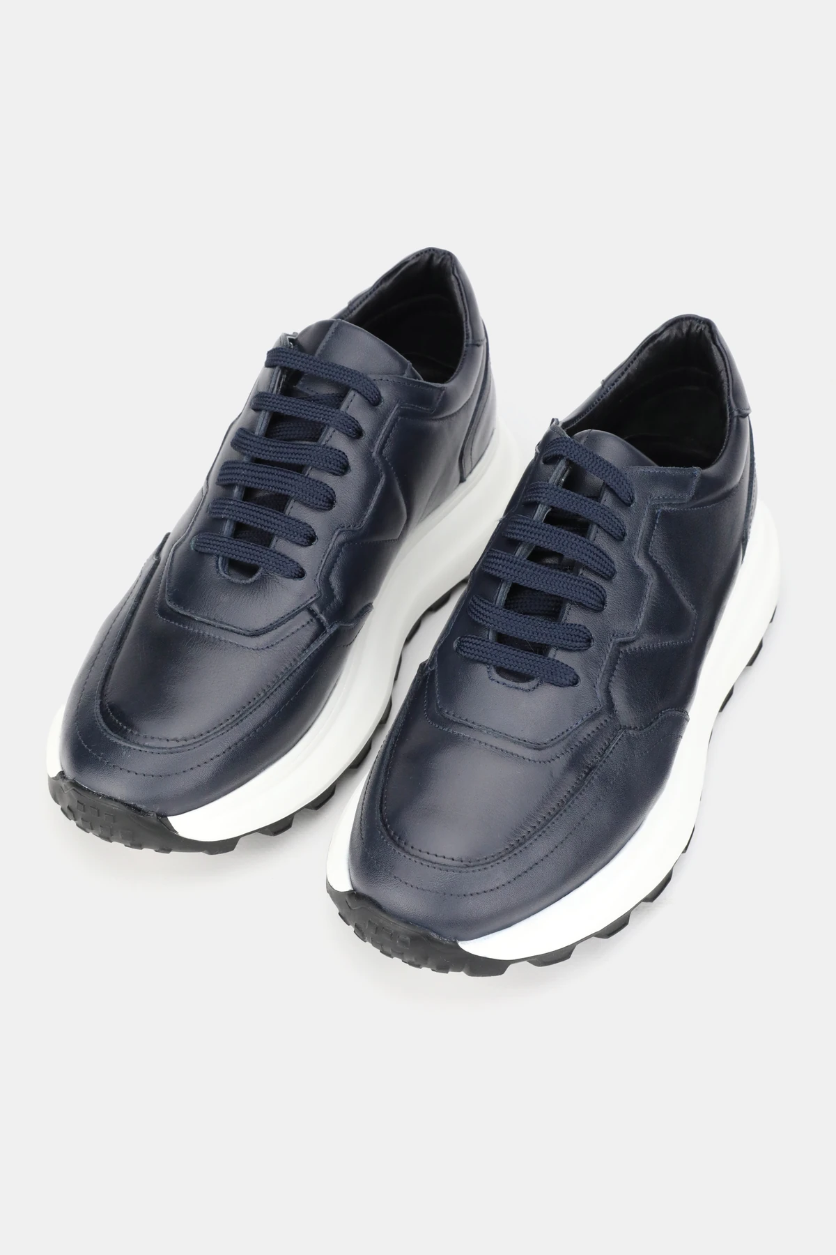 ERKEK LACİVERT HAKİKİ DOĞAL DERİ 39-46 NUMARA EVA TABAN BAĞCIKLI SNEAKER AYAKKABI