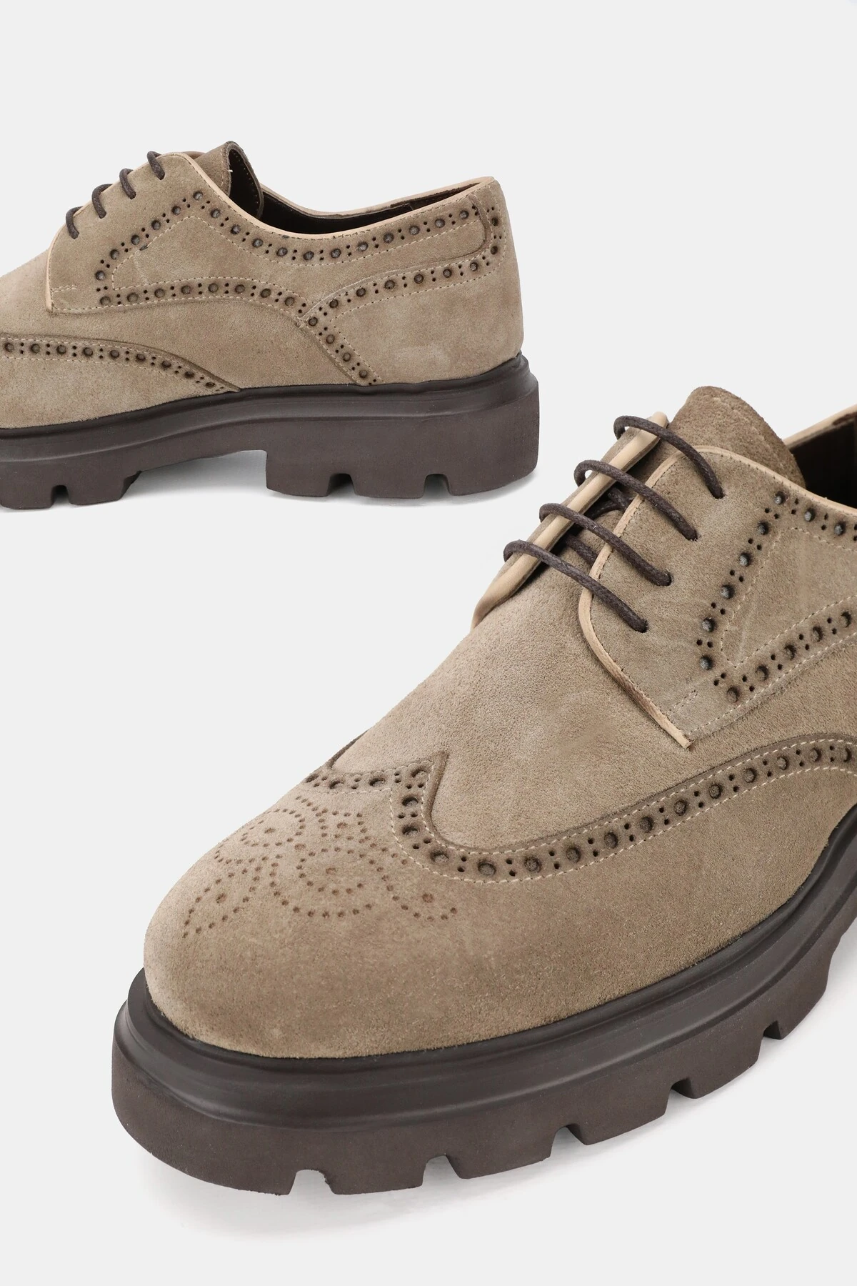 ERKEK BEJ SÜET HAKİKİ DOĞAL DERİ 39-45 NUMARA EVA TABAN BAĞCIKLI AYAKKABI