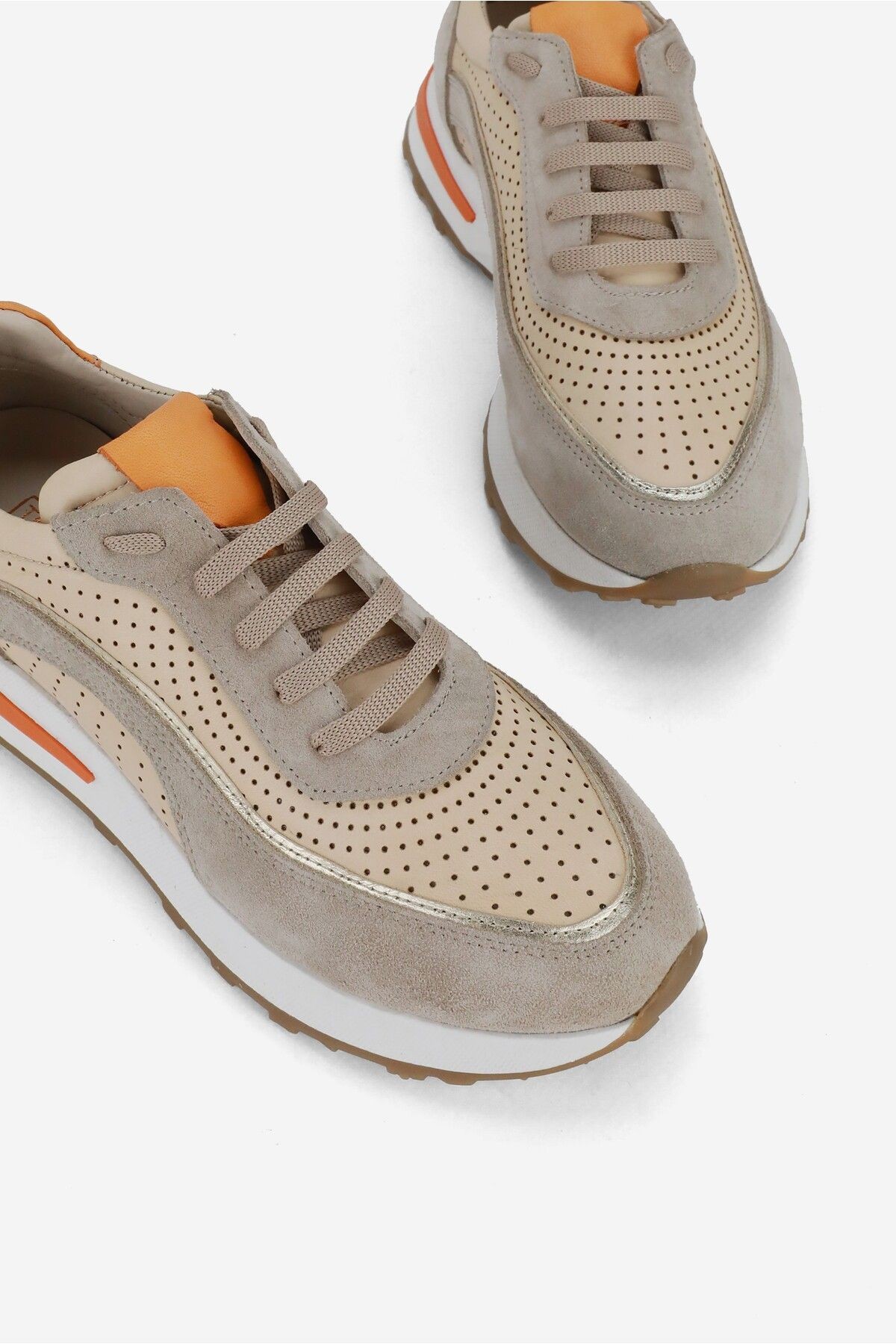 KADIN BEJ HAKİKİ DOĞAL DERİ 36-41 NUMARA SNEAKER AYAKKABI