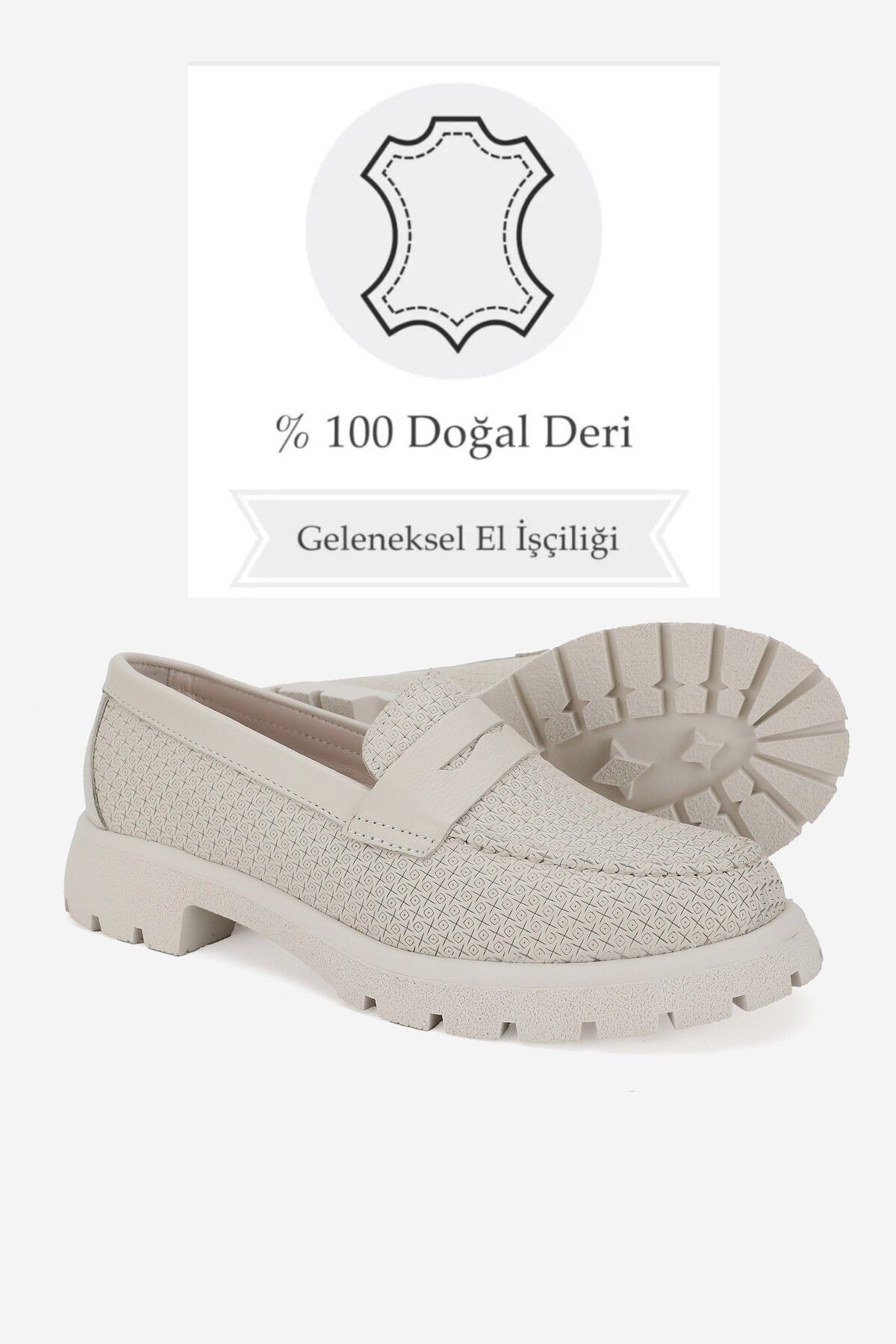 KADIN BEJ HAKİKİ DOĞAL DERİ 36-41 NUMARA LOAFER AYAKKABI
