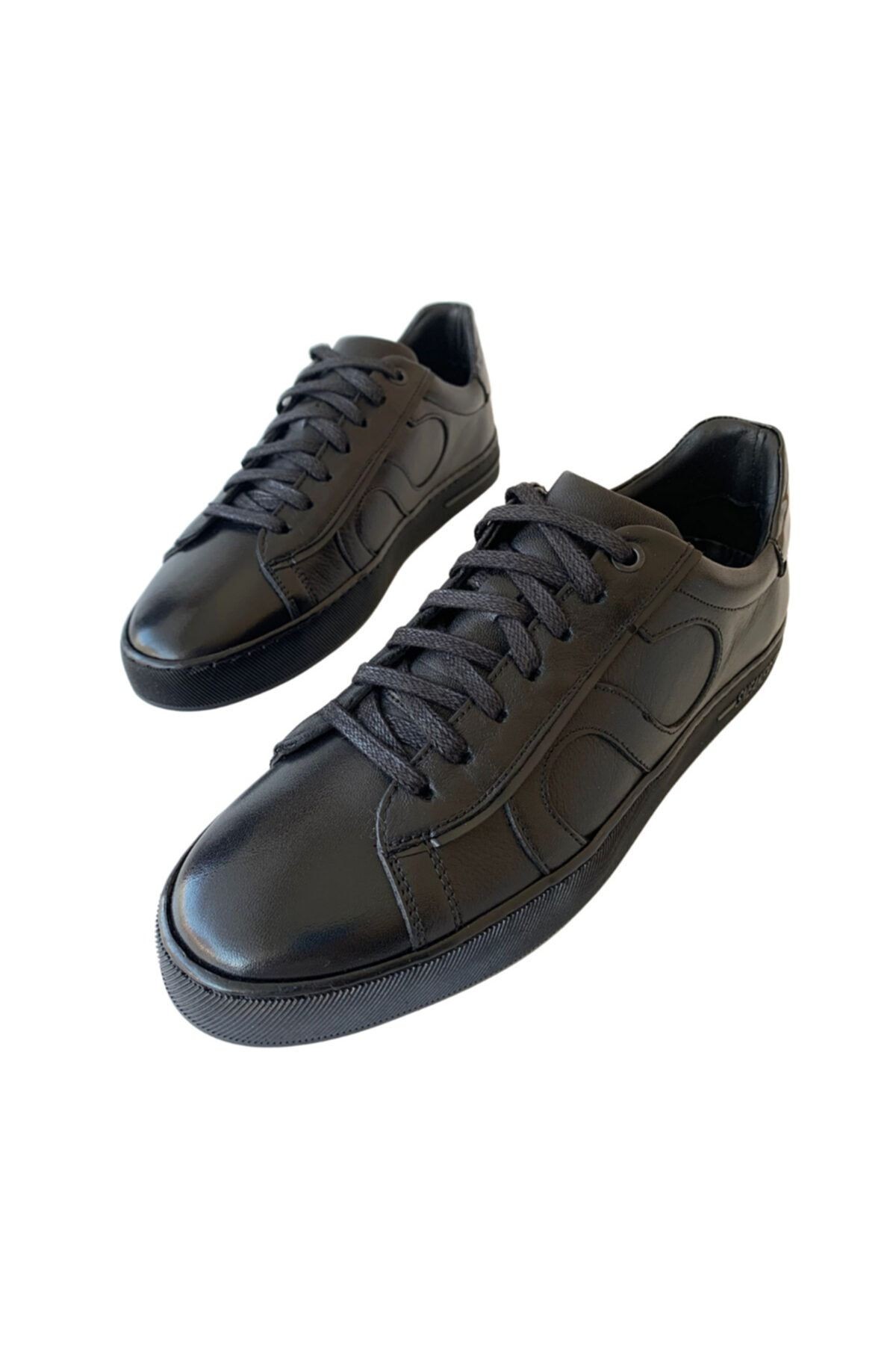 Erkek Siyah Antik Deri Sneaker Tnl000012