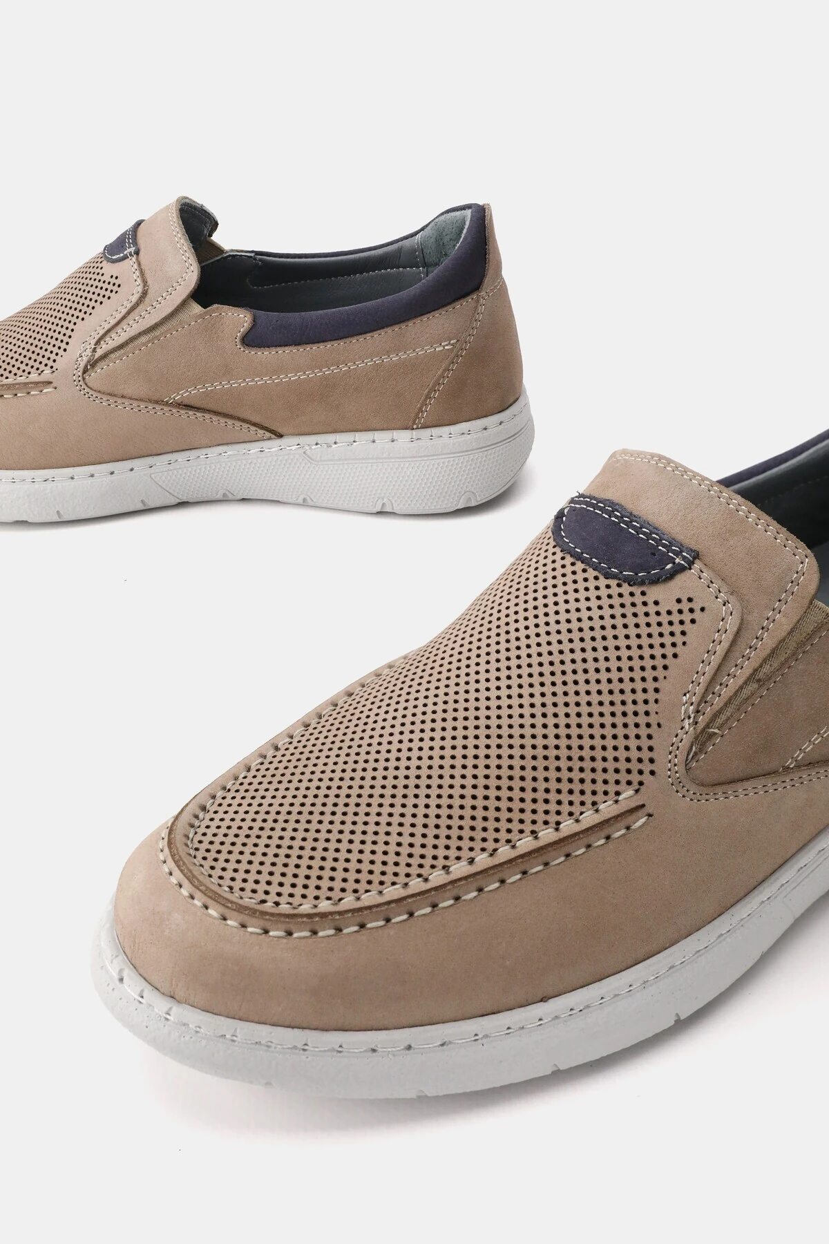 ERKEK BEJ NUBUK HAKİKİ DOĞAL DERİ ORTOPEDİK LOAFER AYAKKABI