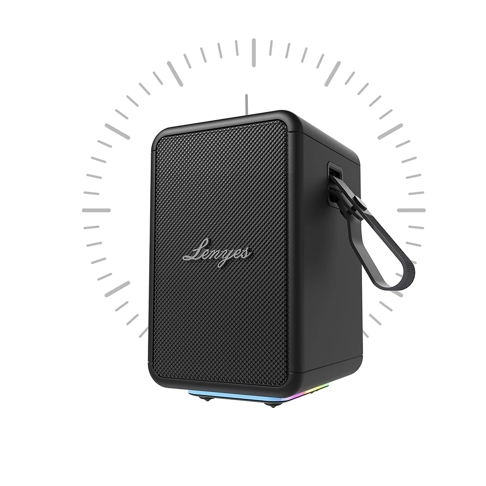 Lenyes S874 Su Geçirmez Özellikli RGB Işıklı Askılı Taşınabilir TWS Bluetooth Hoparlör v5.3