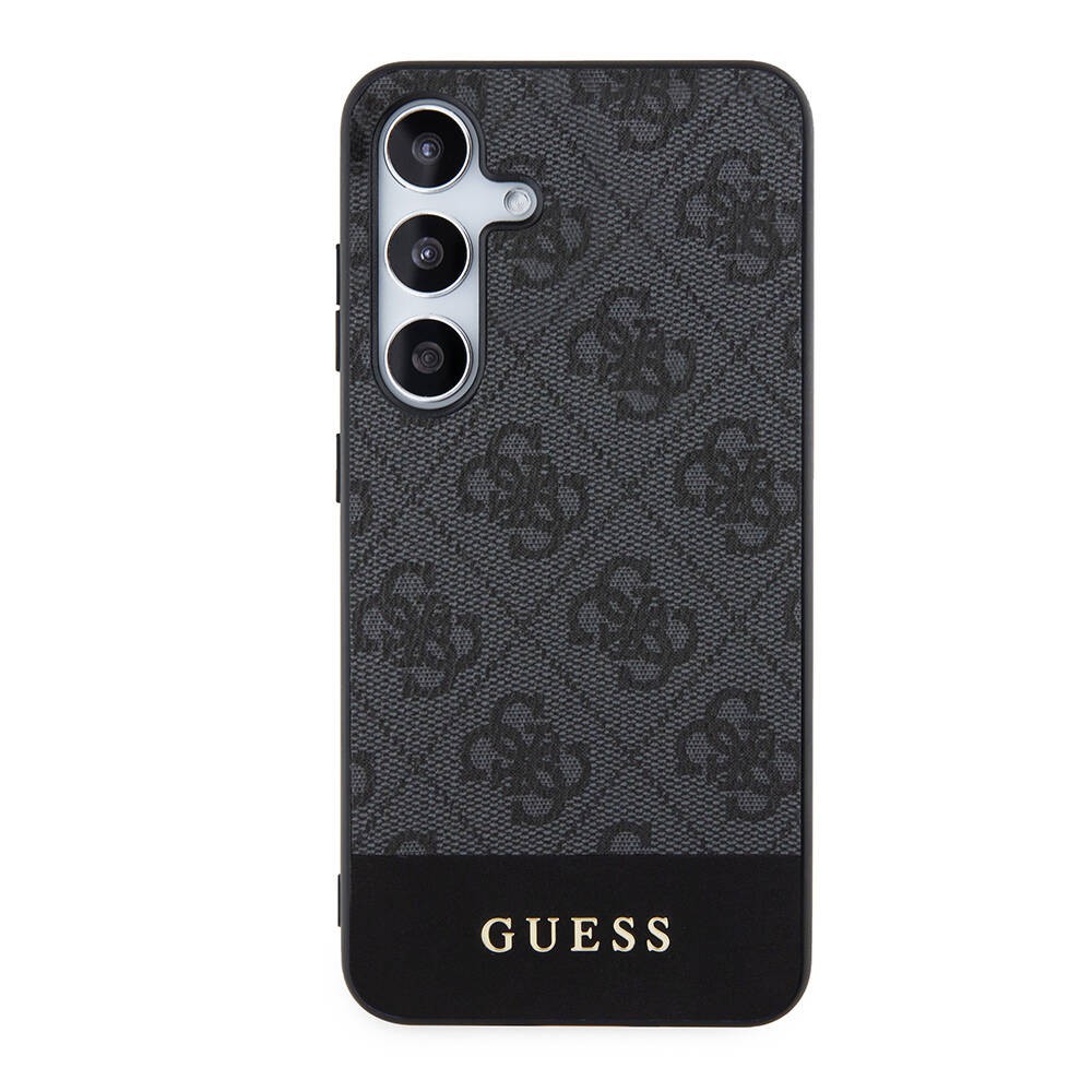 Galaxy S24 Kılıf Guess Orjinal Lisanslı PU Deri Şerit Logo Dizaynlı Kılıf